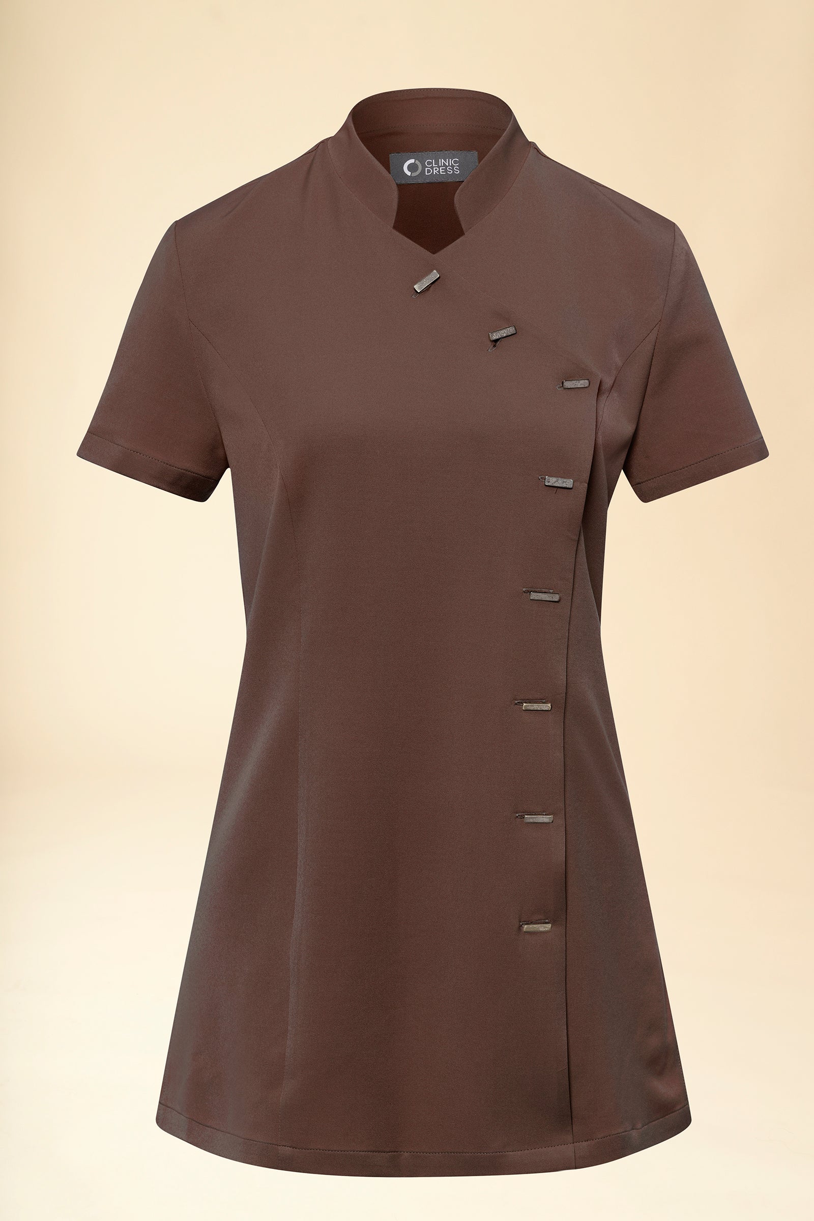 KAERE Blouse Femme - boutonnage asymétrique coffee, Vue de face