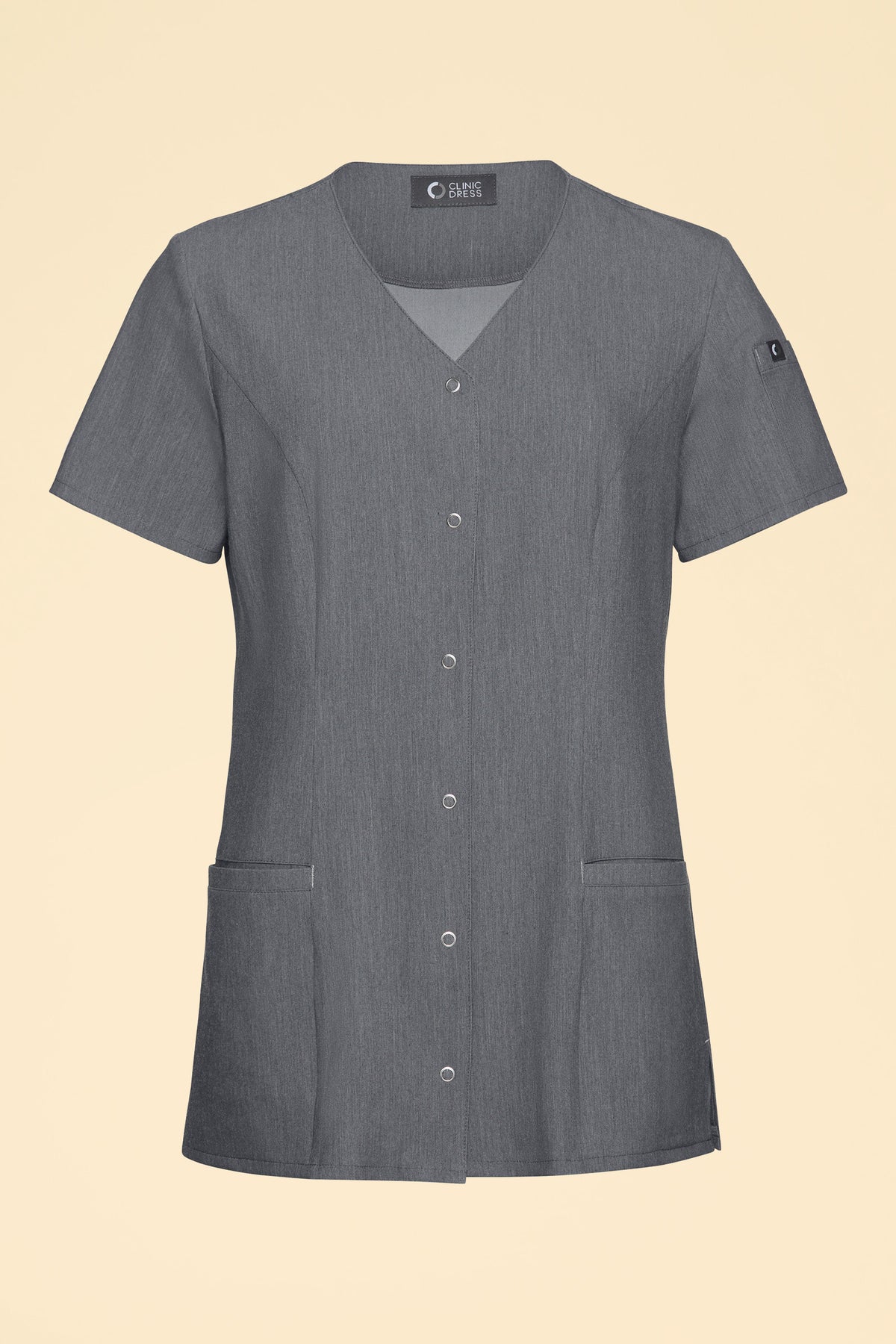 KAERE Blouse Femme - Patte de boutonnage gris foncé chiné, Vue de face