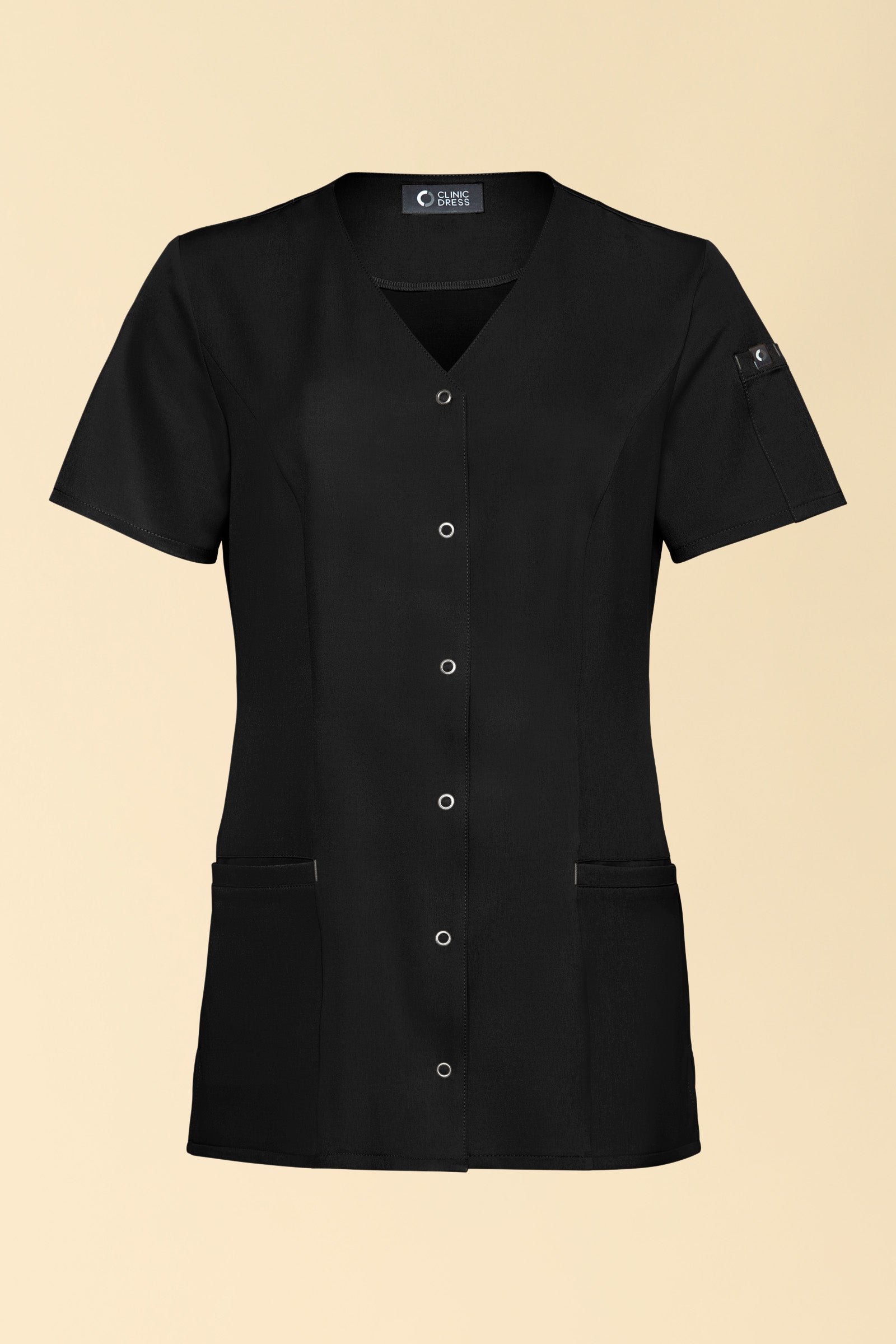 KAERE Blouse Femme - Patte de boutonnage noir, Vue de face