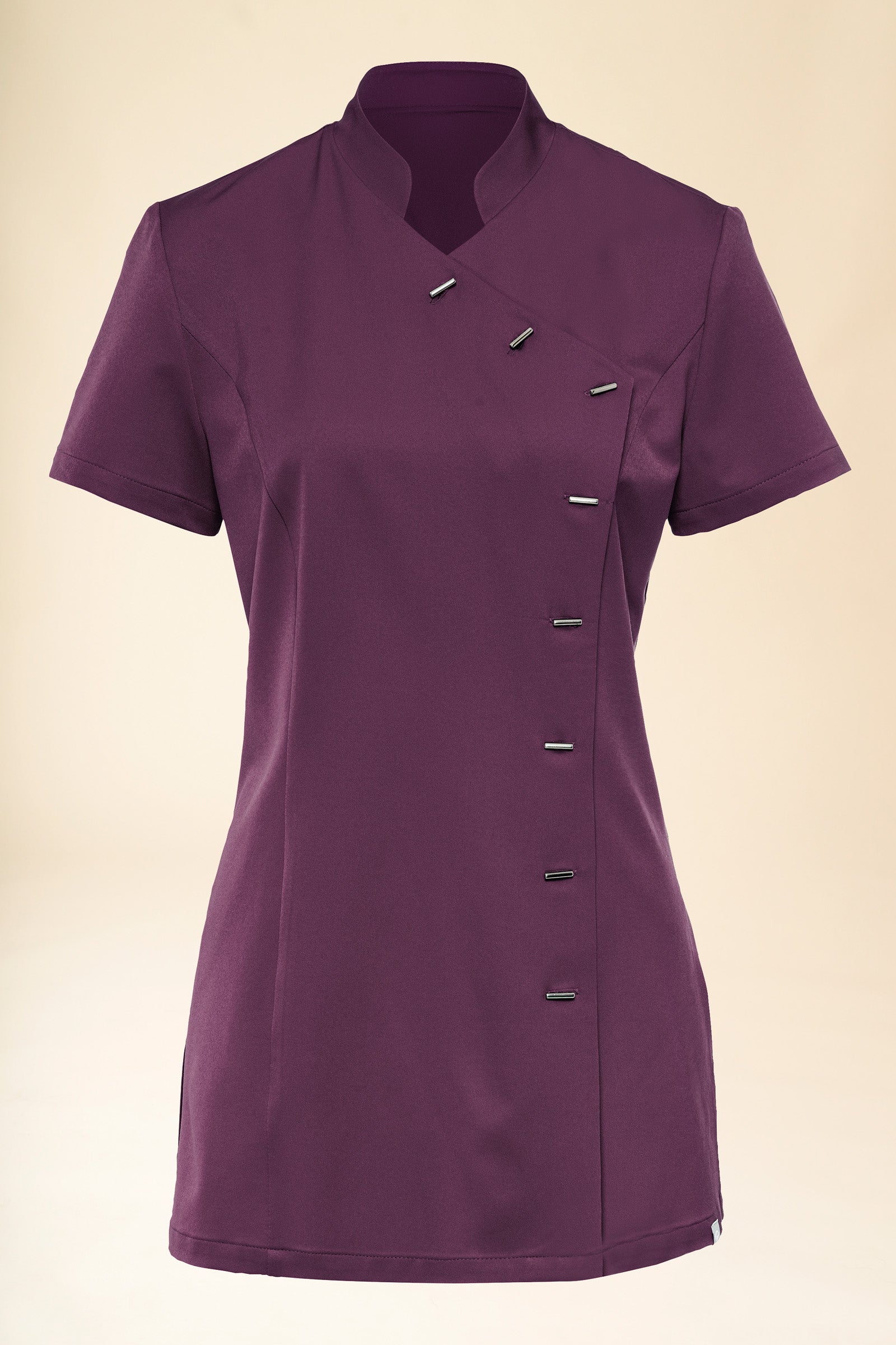 KAERE Blouse Femme - boutonnage asymétrique prune, Vue de face