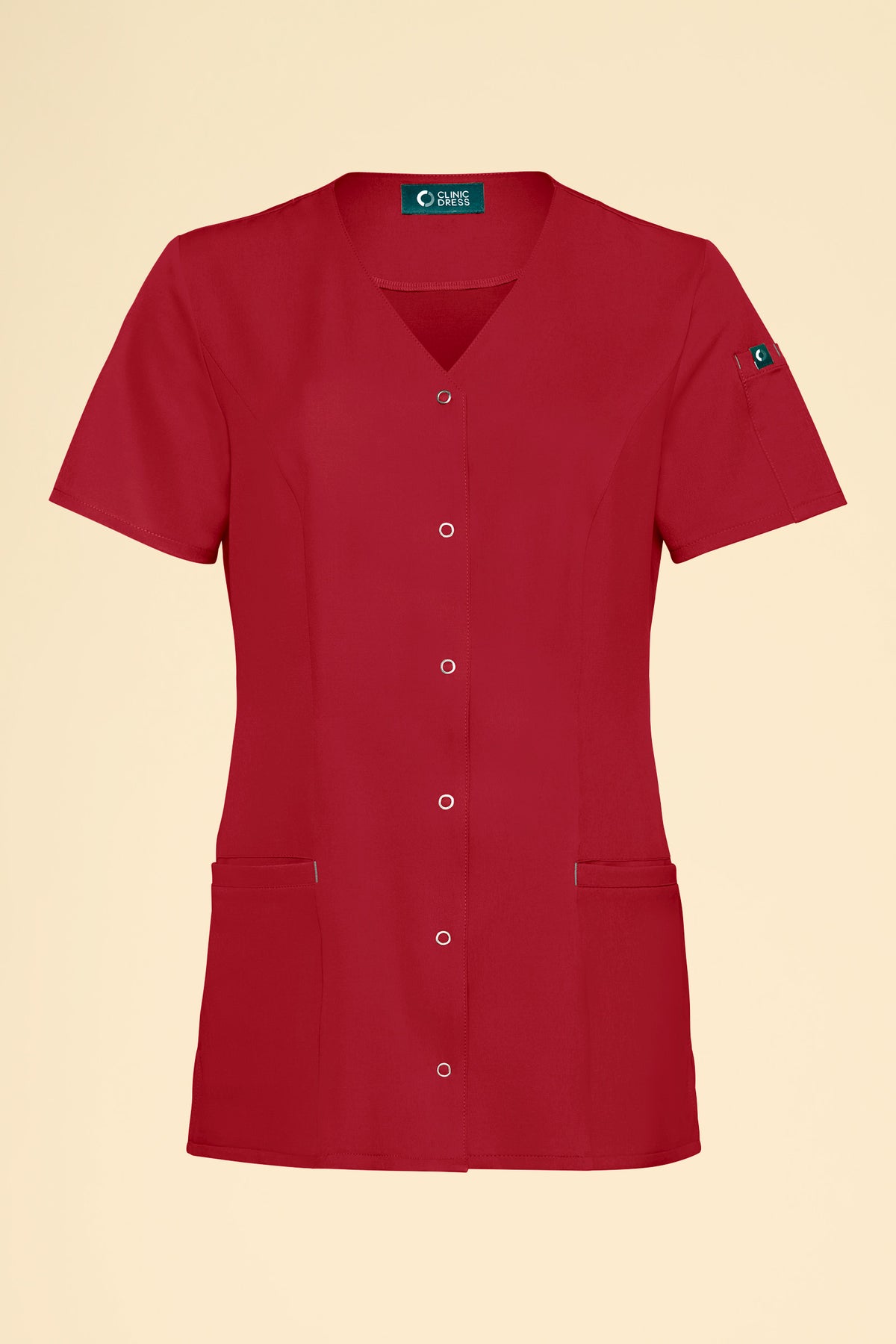 KAERE Blouse Femme - Patte de boutonnage rouge, Vue de face