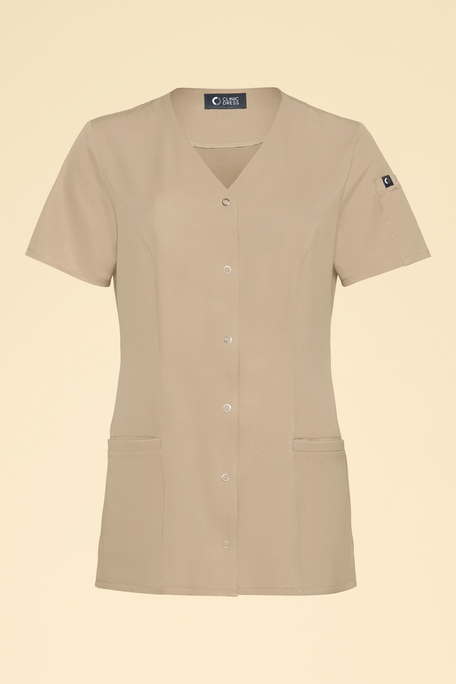 KAERE Blouse Femme - Patte de boutonnage sable, Vue de face