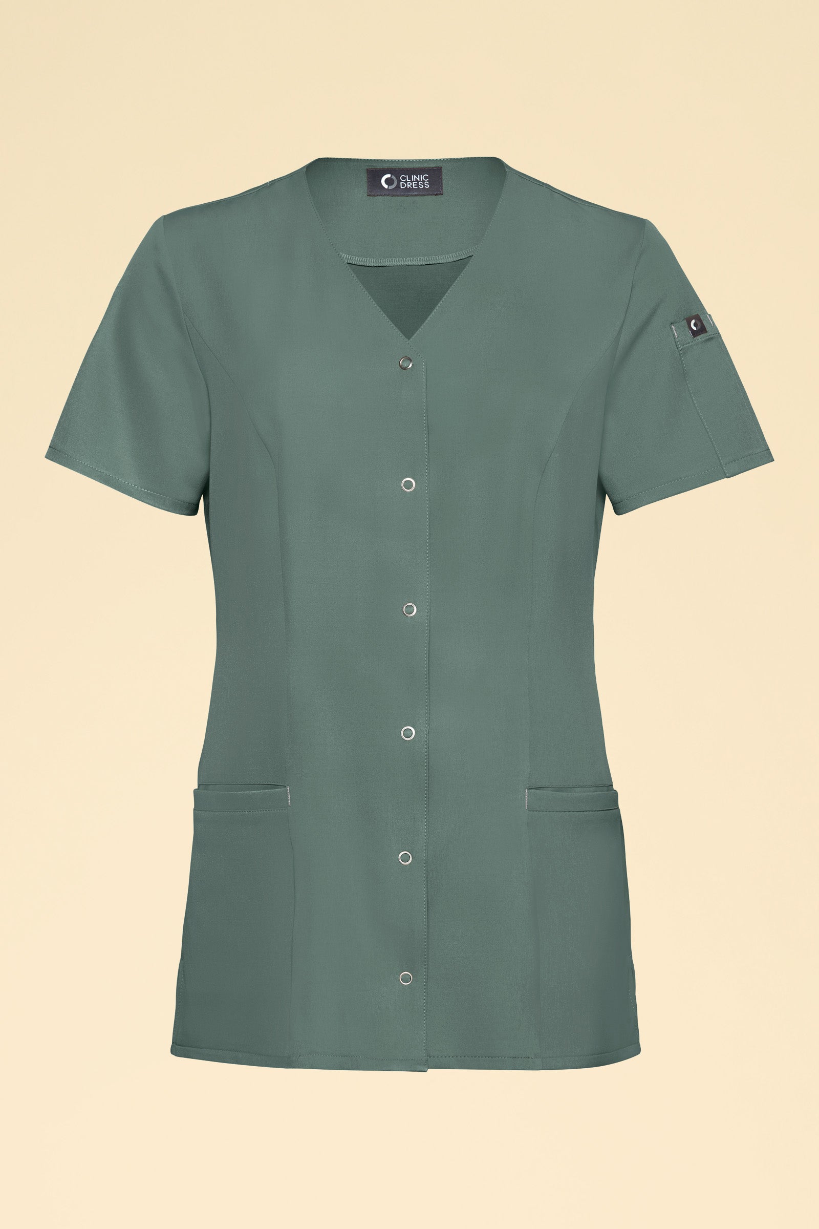 KAERE Blouse Femme - Patte de boutonnage vert foncé, Vue de face