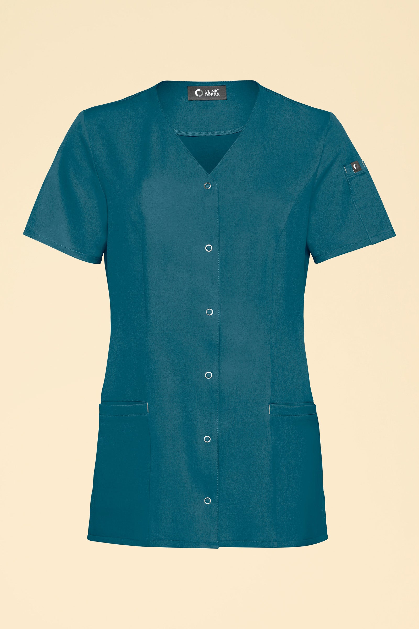 KAERE Blouse Femme - Patte de boutonnage pétrole, Vue de face