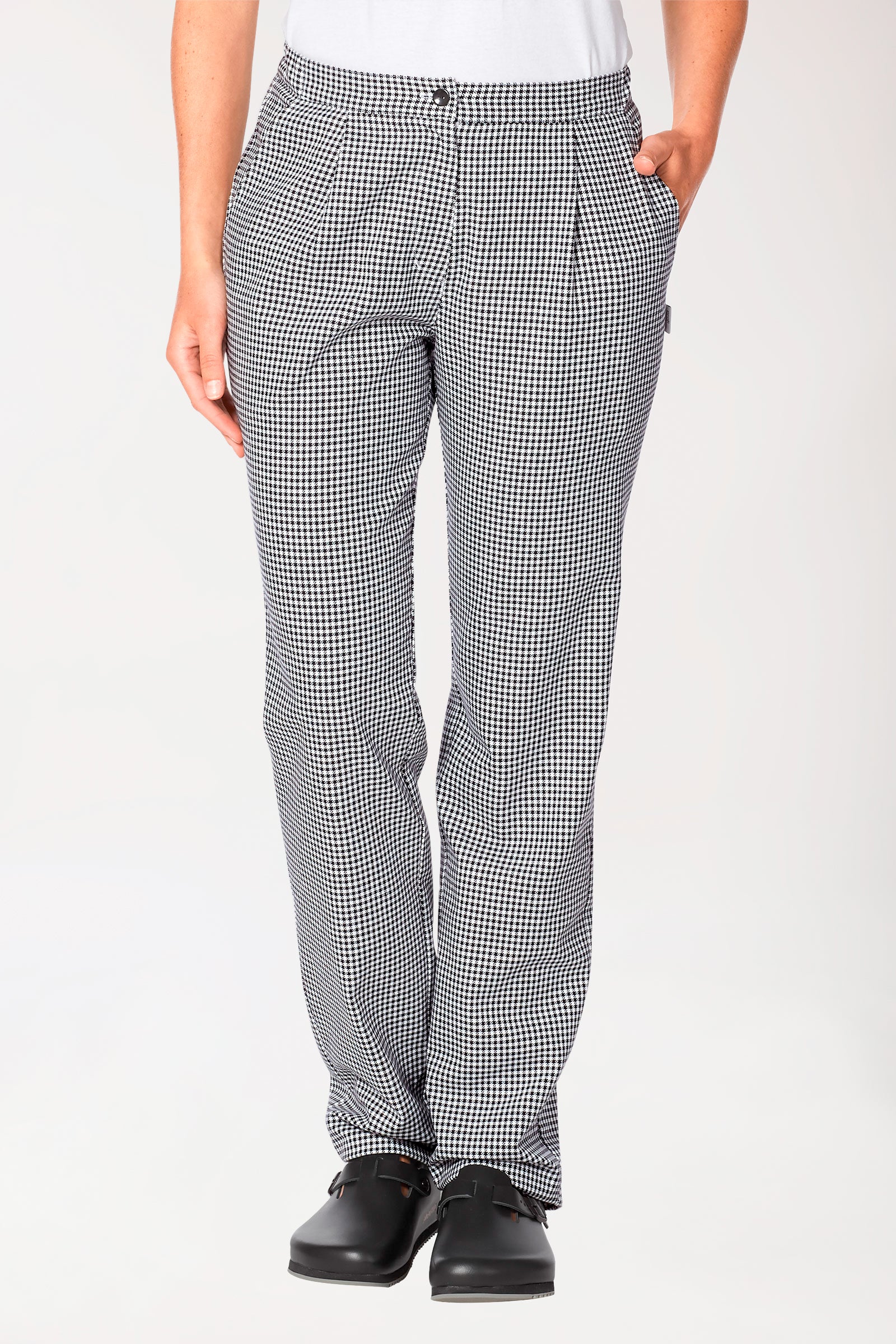 Gastro Pantalon Femme - à plis noir/blanc