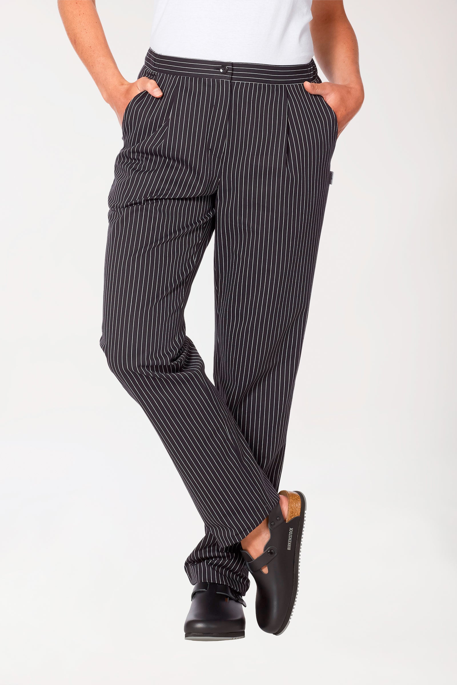Gastro Pantalon Stretch Femme - Jambe droite noir/blanc