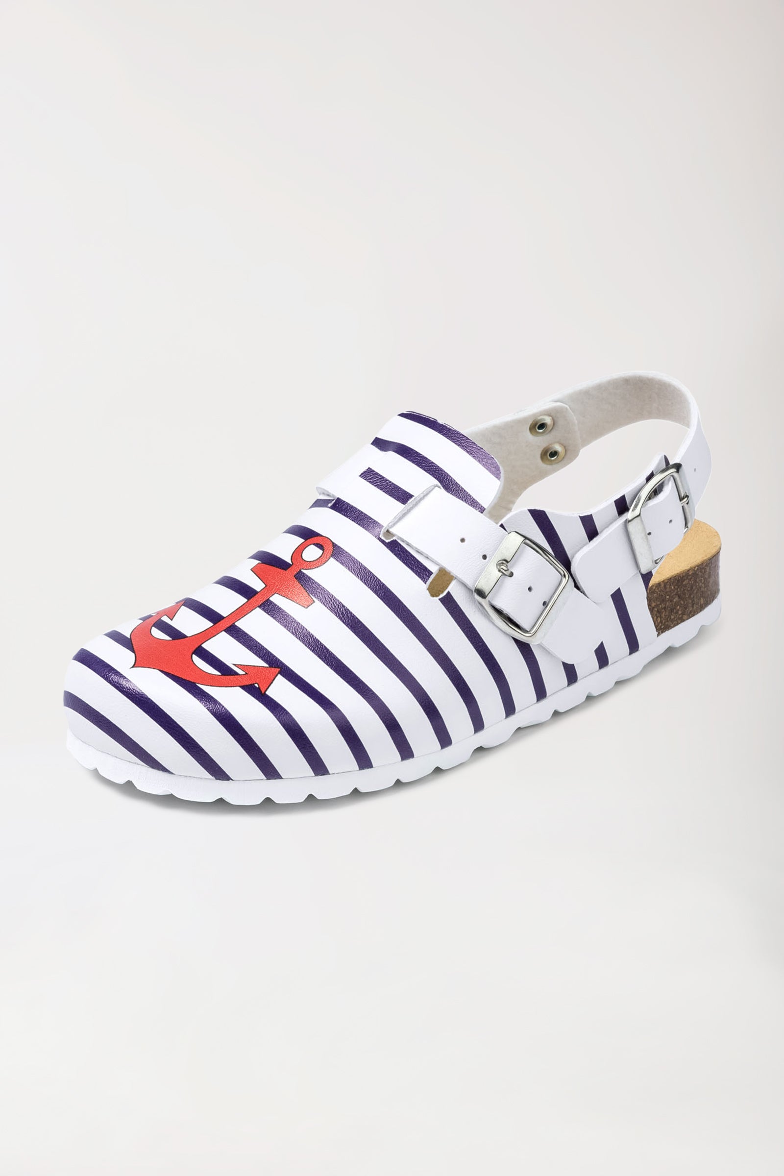 Sabots Femme blanc/bleu marine/rouge