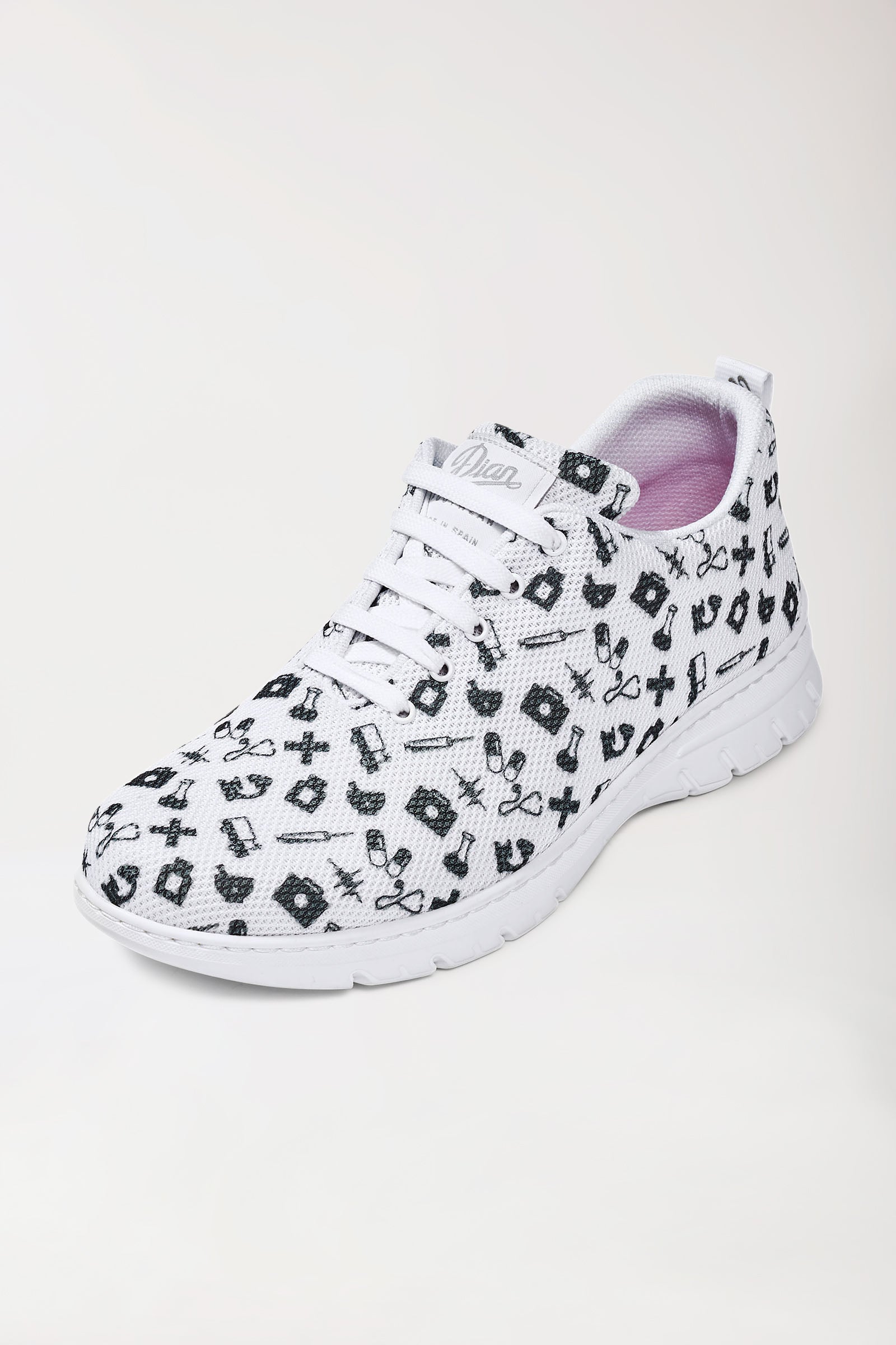 Chaussures professionnelles mixtes blanc/noir, Vue de face