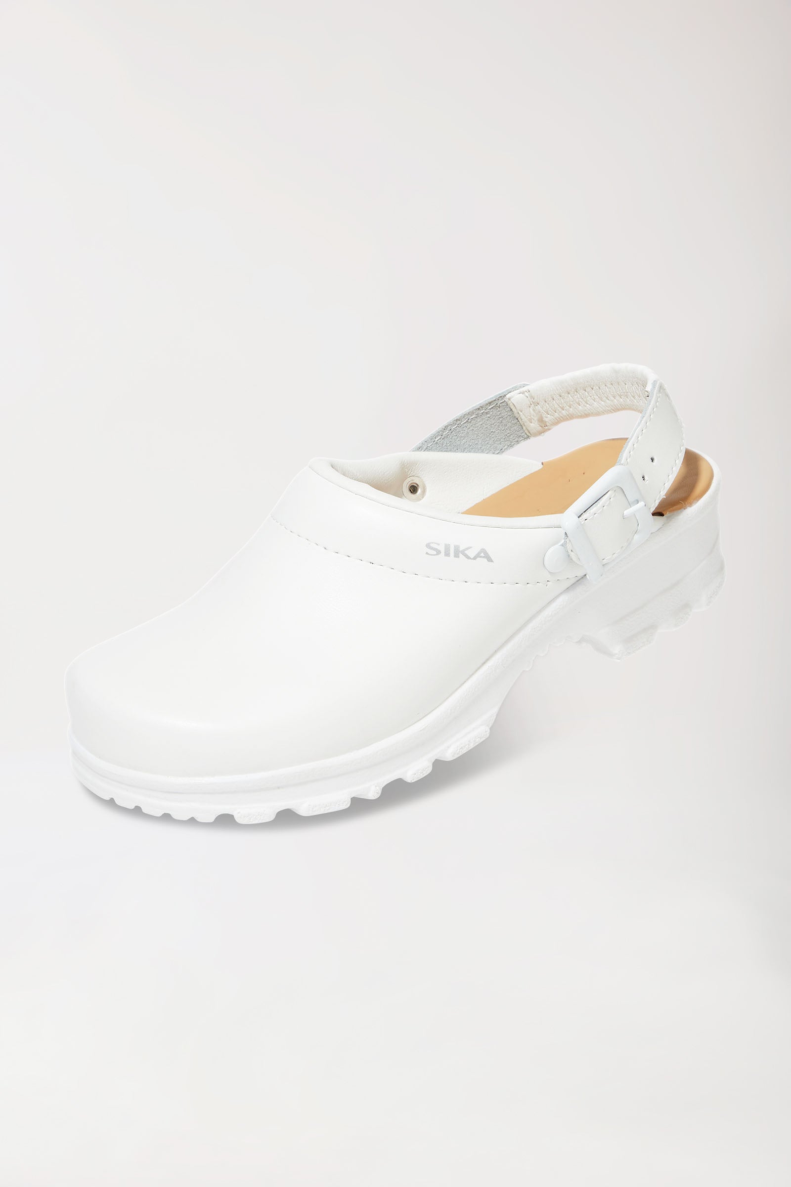 Sabots de travail blancs cuir Permair unisexe, Vue de face