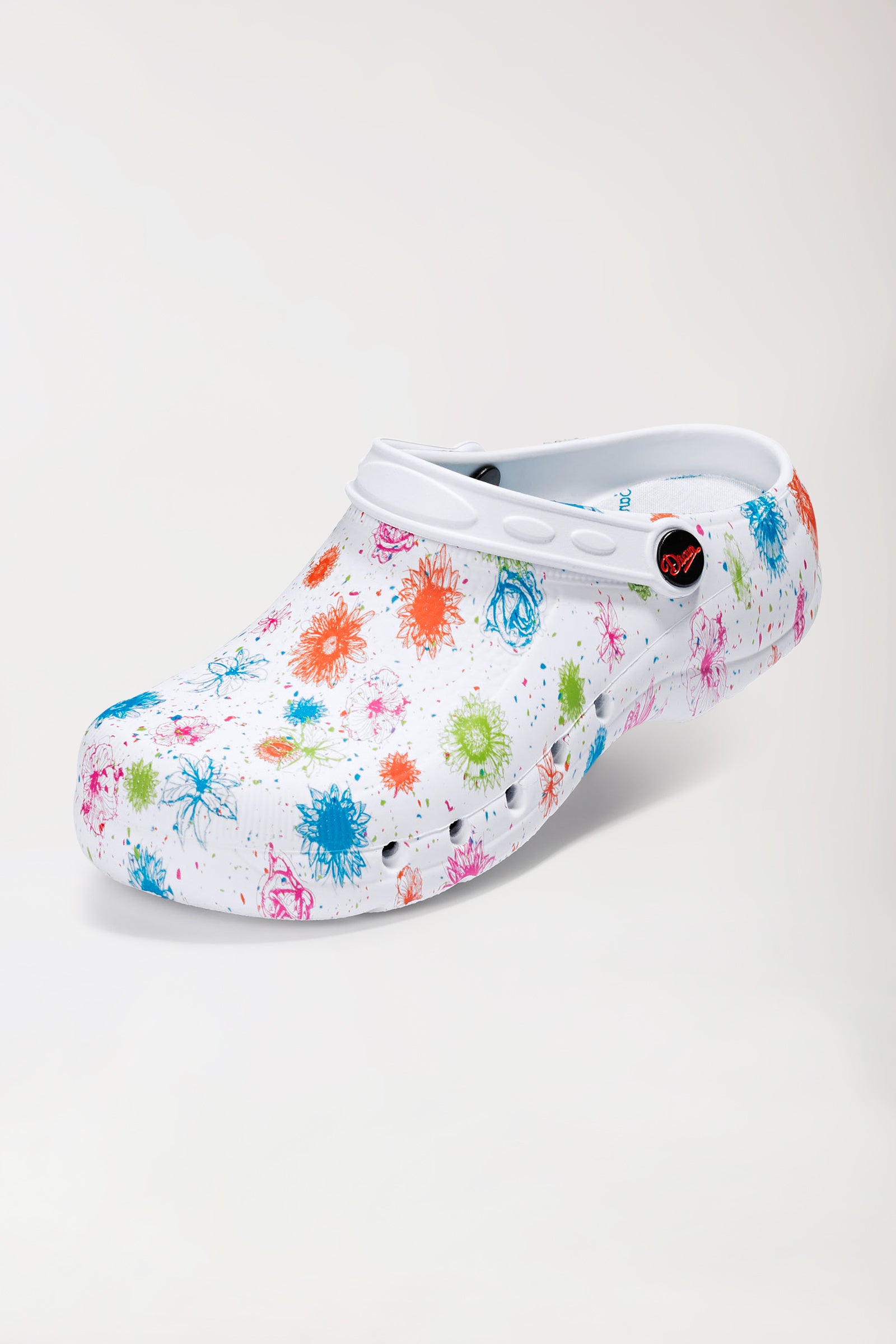 Sabots professionnels mixtes blanc/multicolore, Vue de face