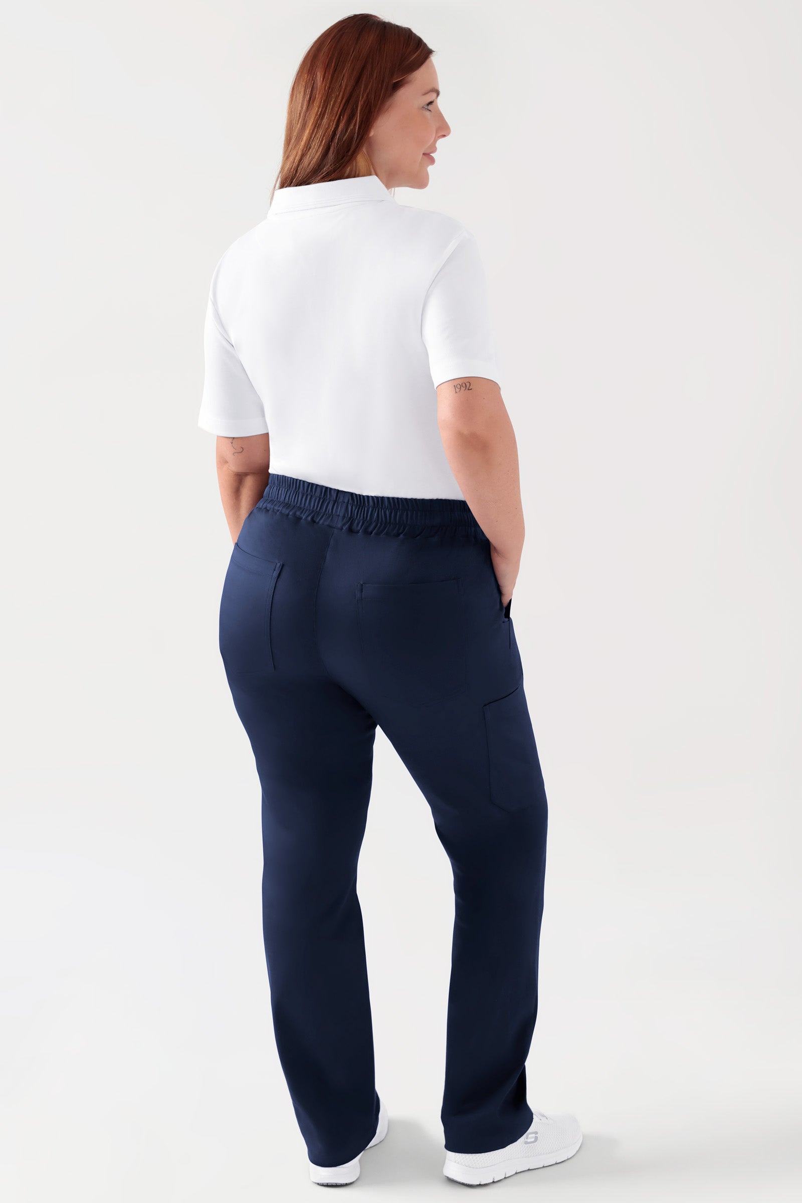 COMFY FLEX Pantalon Stretch mixte - 1/1 longueur navy, Vue de dos Le mannequin mesure 173 cm et porte la taille L