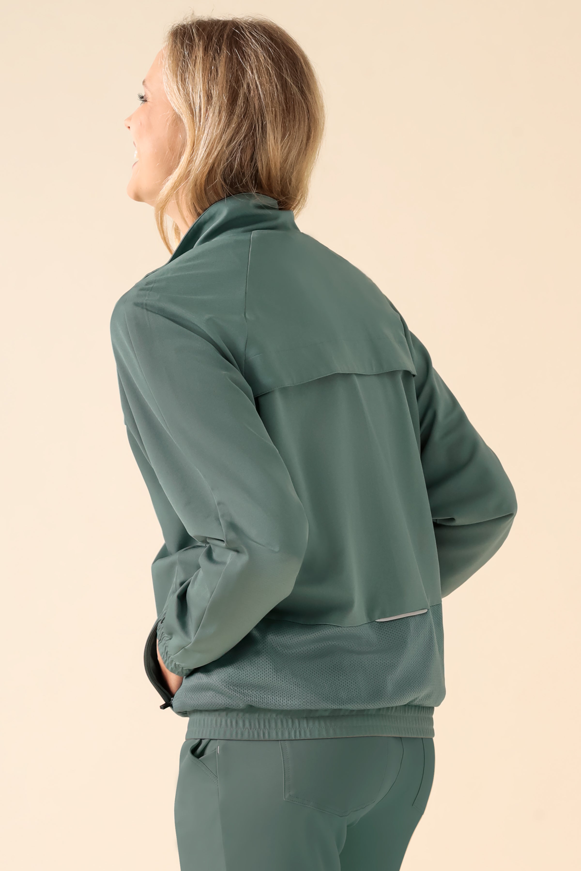 KAERE Veste blouson Femme - Poignet élastiqué vert foncé