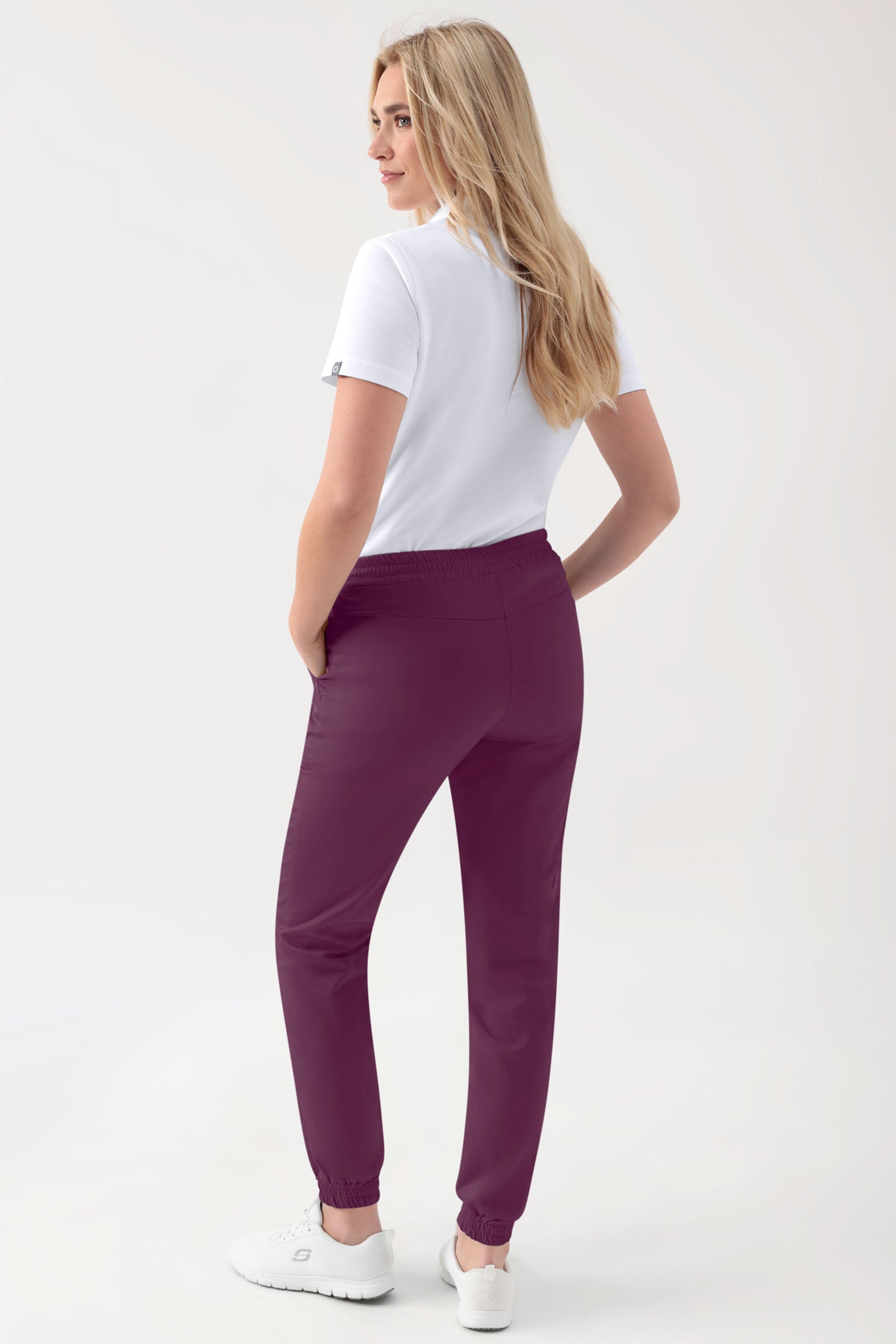 GREEN Pantalon Stretch Femme - Style Jogpant prune, Vue de dos 