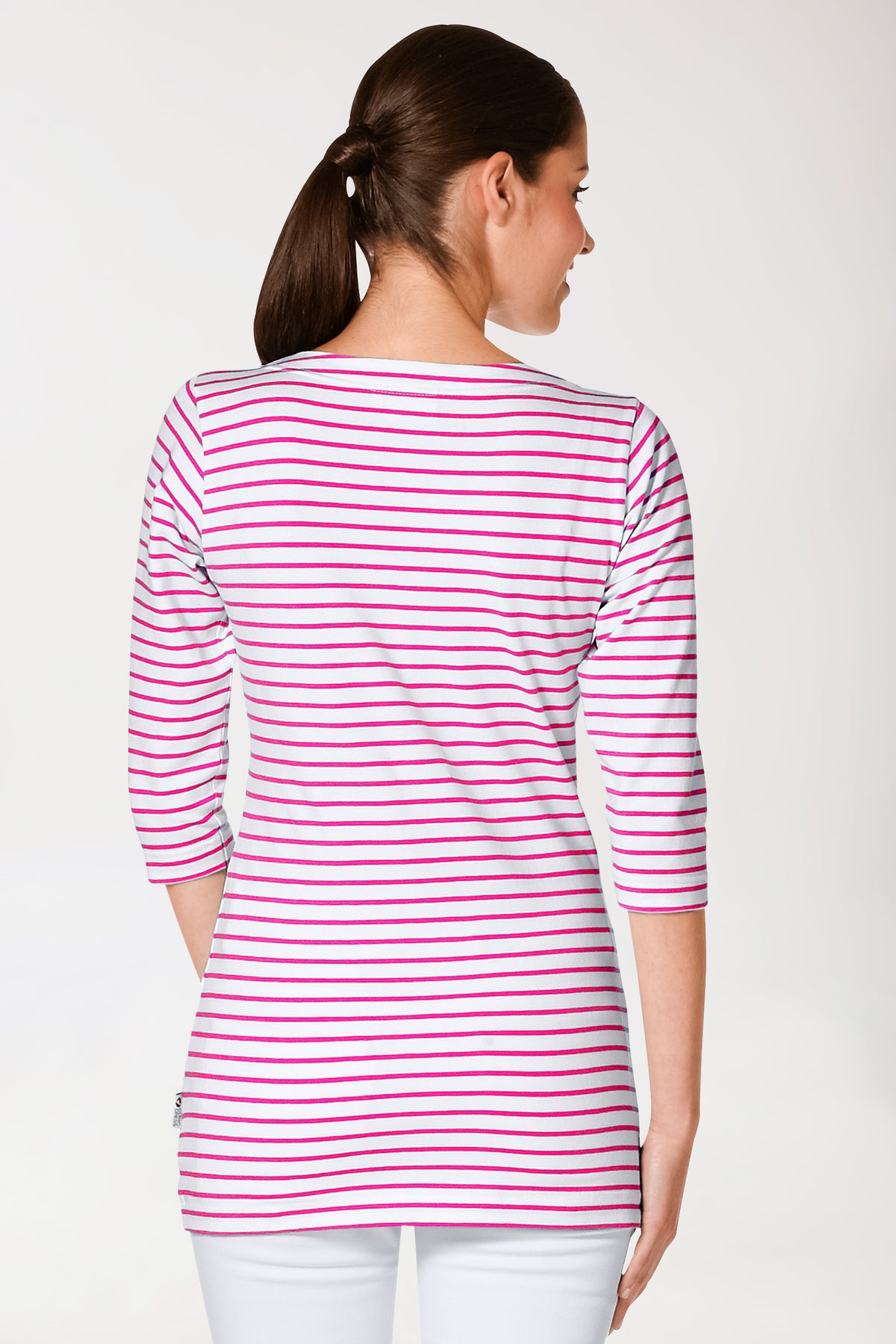 T-shirt long Femme - Manche 3/4 pink/blanc, Vue de dos 