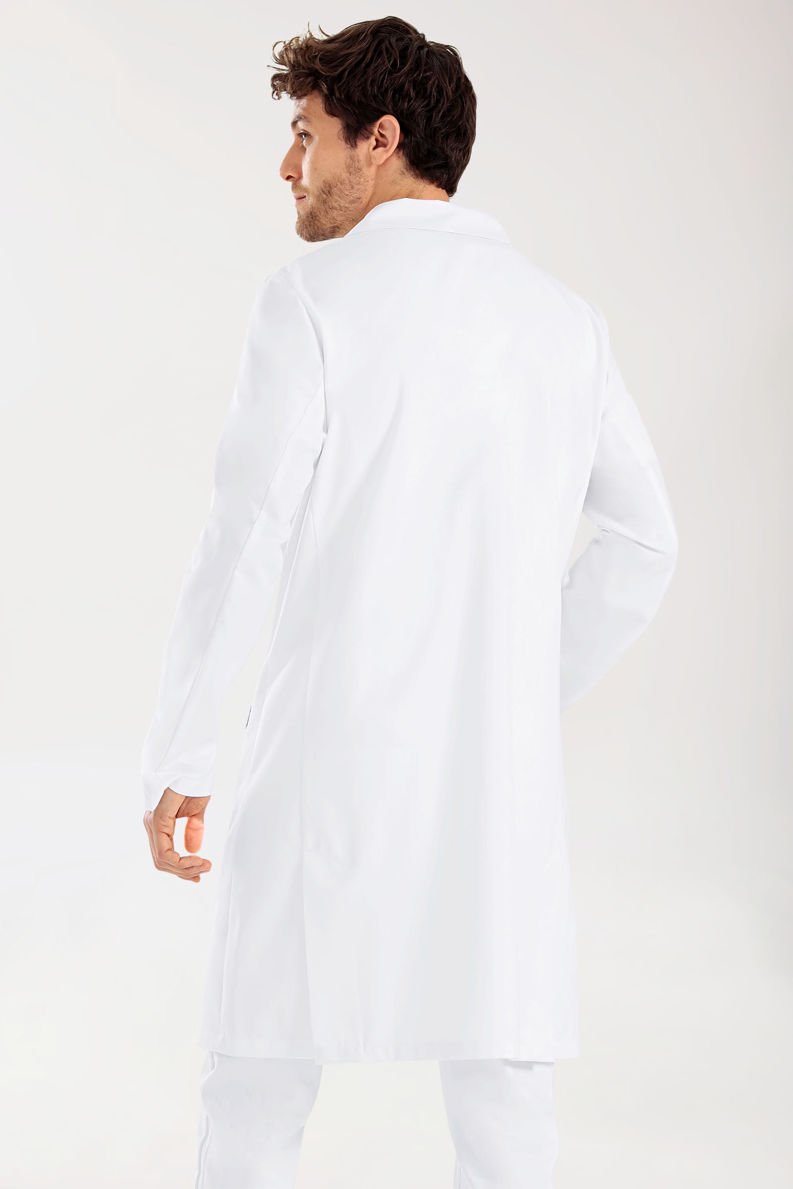 Blouse blanche Homme - Col à revers - Patte de boutons-pression blanc