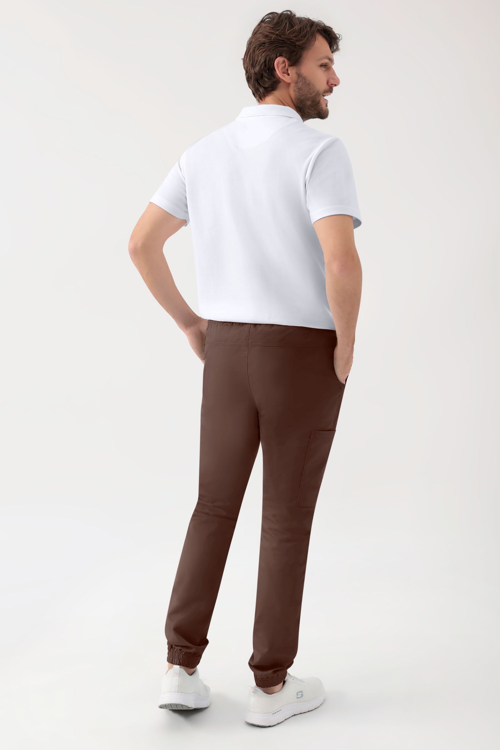 GREEN Pantalon Stretch Homme - Style Jogpant coffee, Vue de dos 