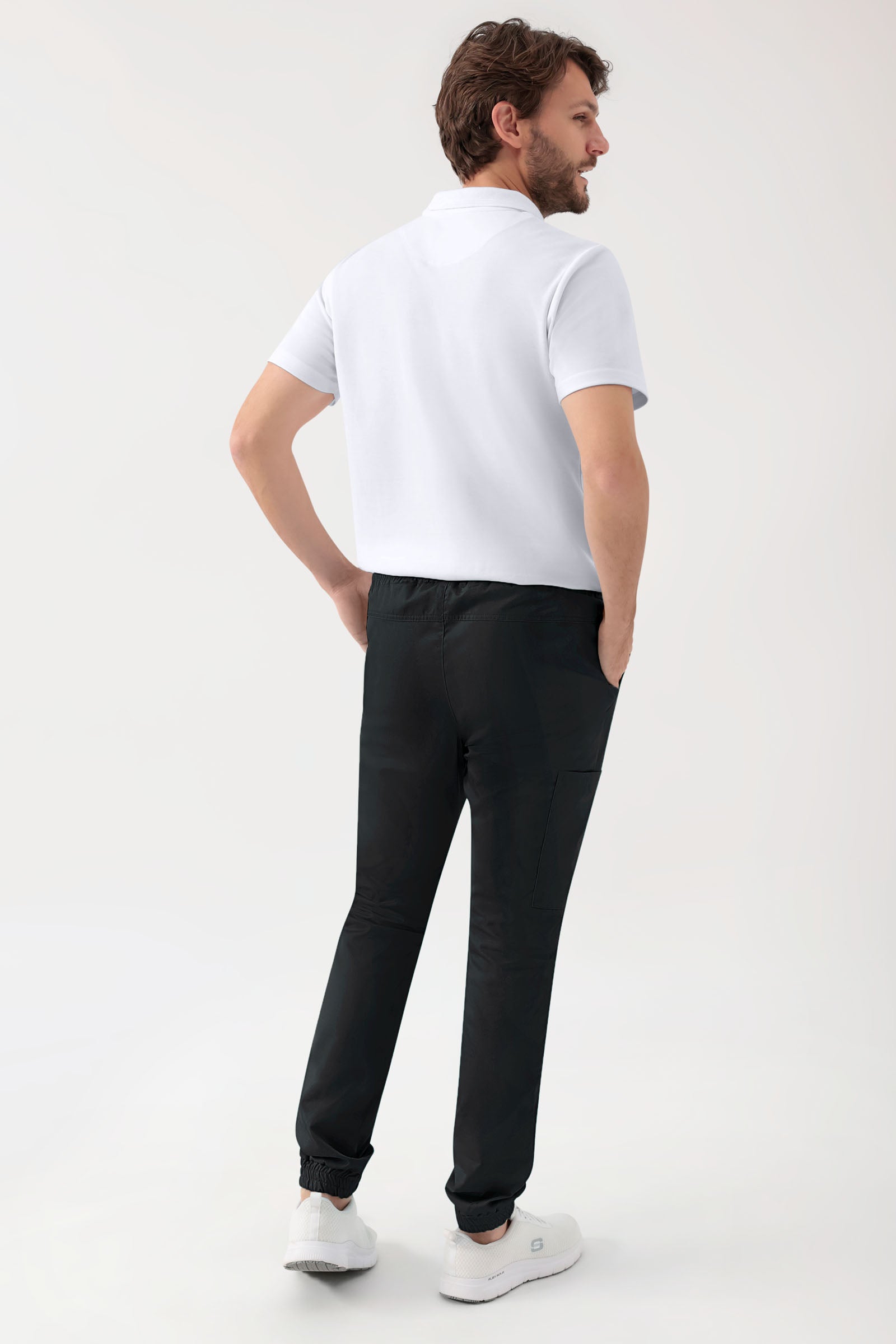 GREEN Pantalon Stretch Homme - Style Jogpant noir, Vue de dos 