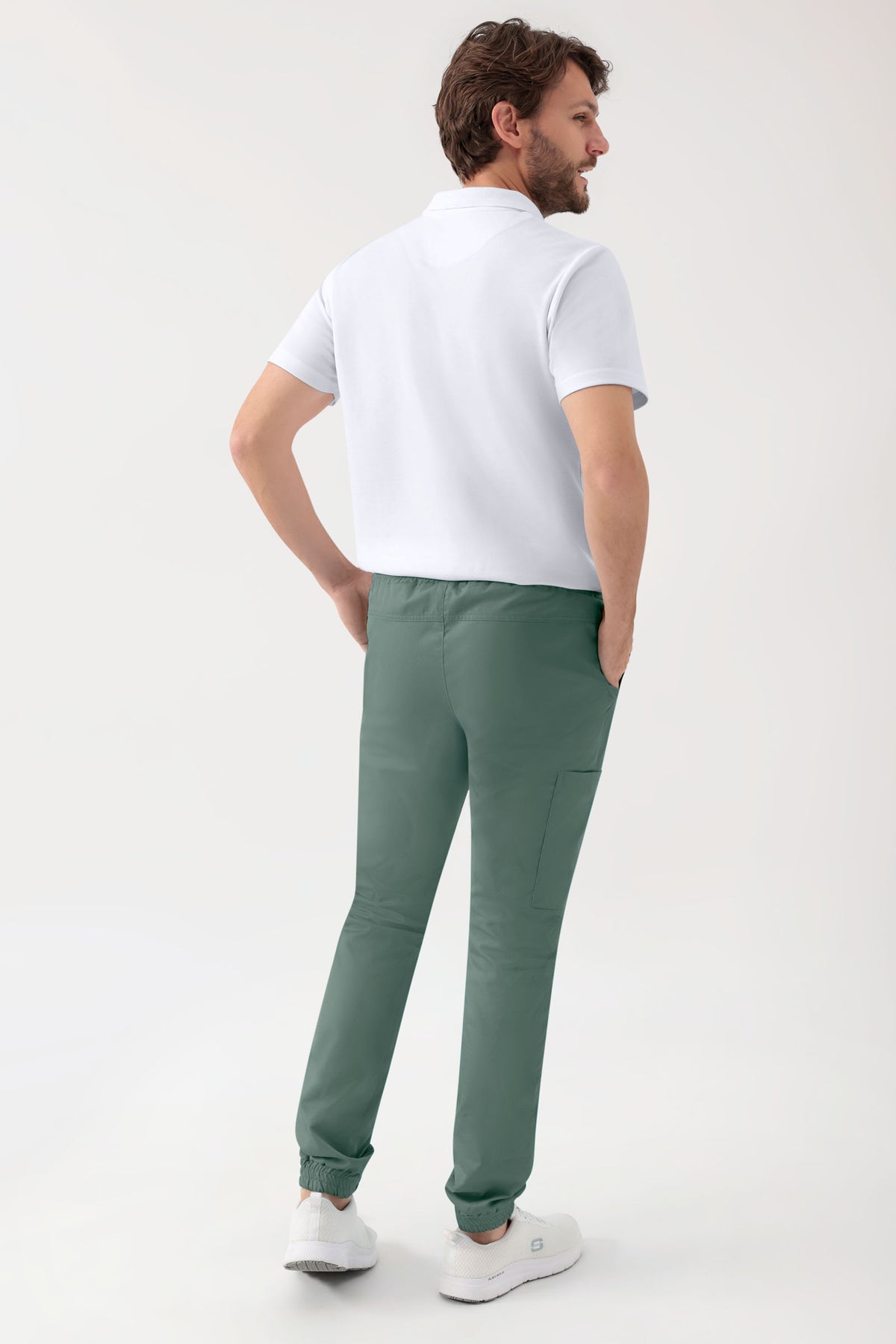 GREEN Pantalon Stretch Homme - Style Jogpant vert foncé, Vue de dos 