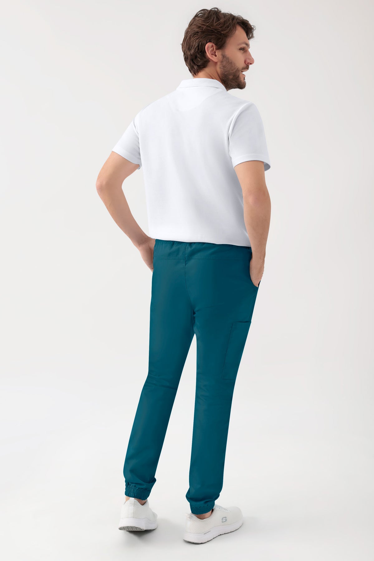 GREEN Pantalon Stretch Homme - Style Jogpant pétrole, Vue de dos 