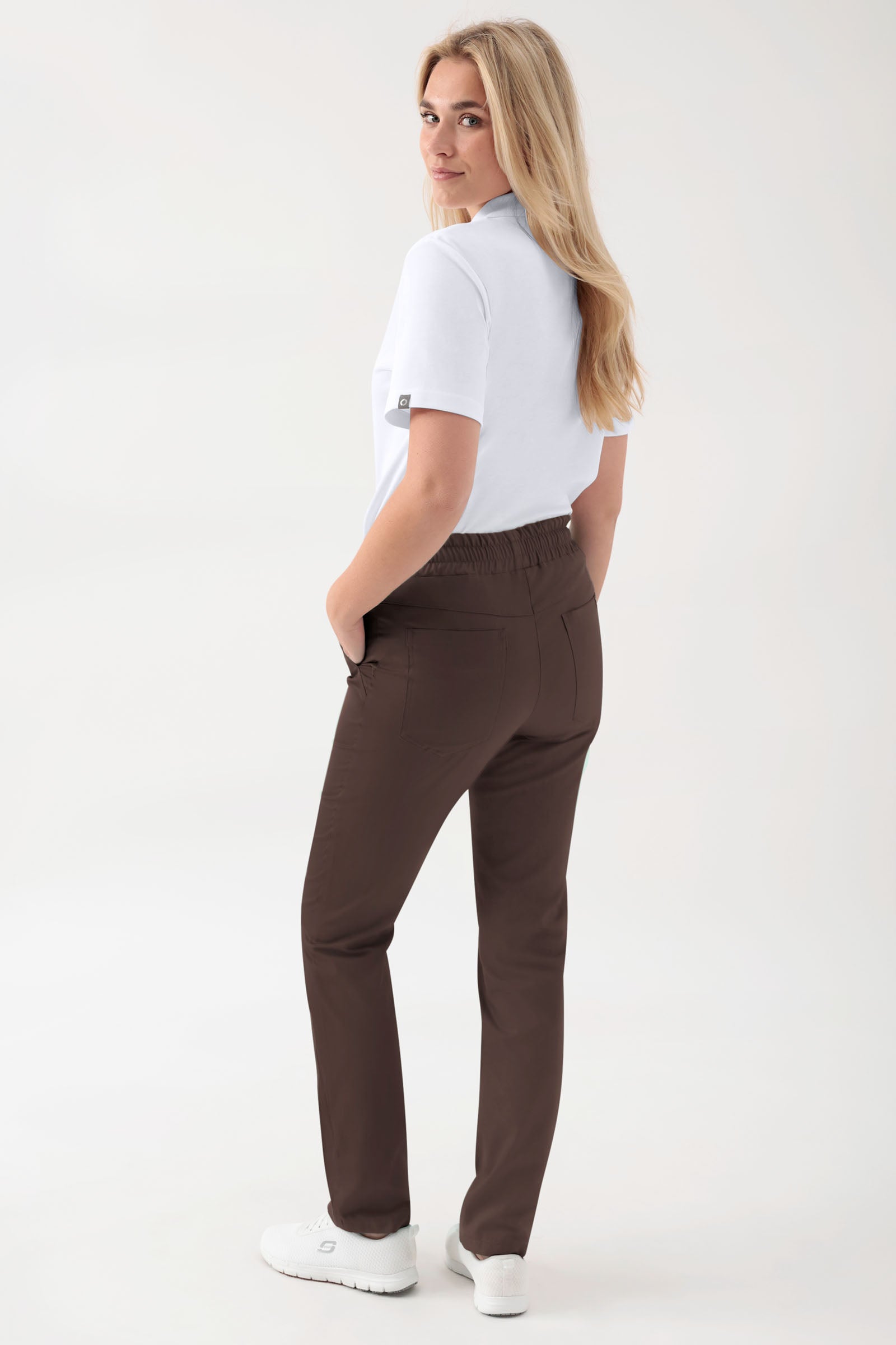 GREEN Pantalon Stretch mixte - Ceinture élastiquée coffee, Vue de dos 