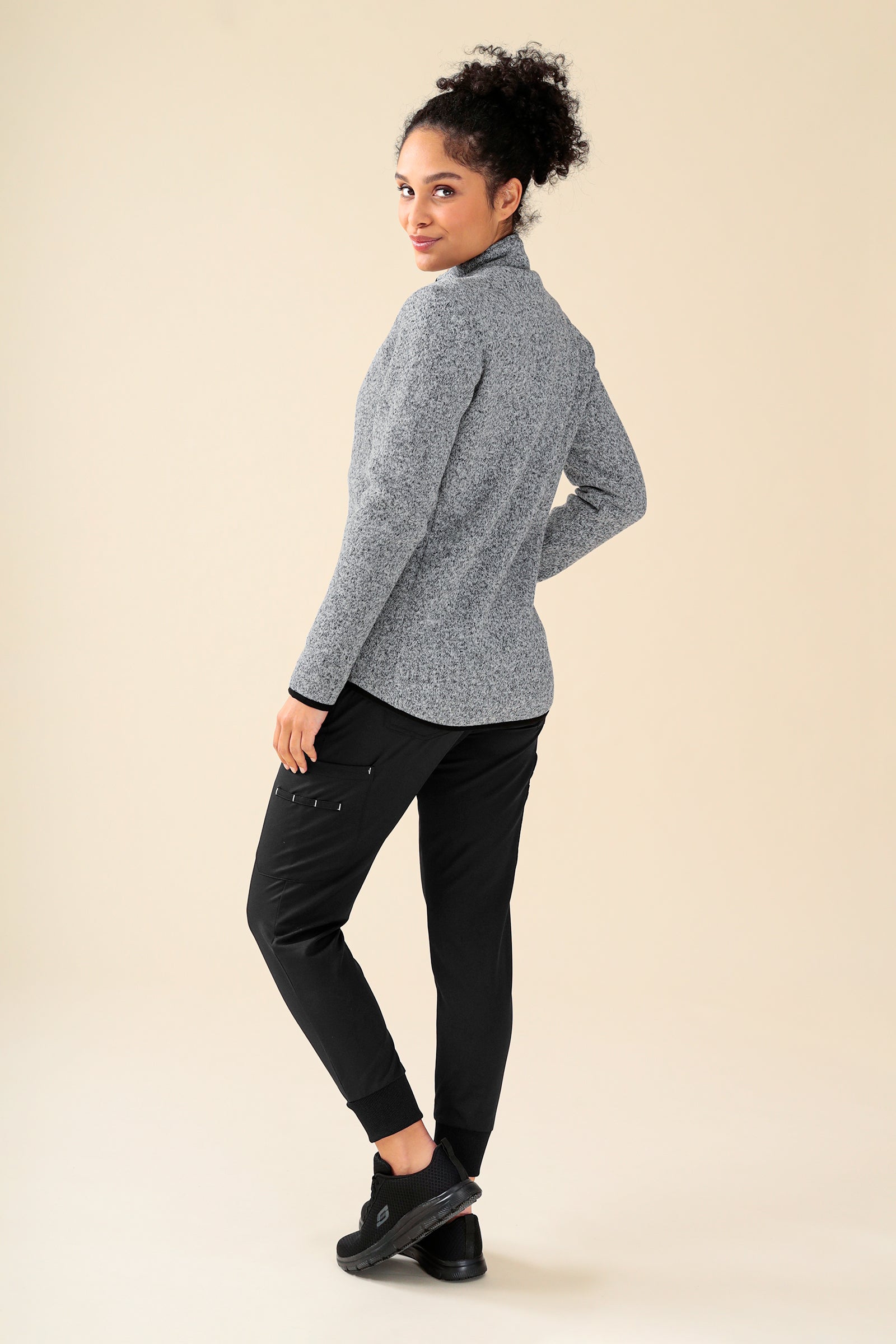 KAERE Veste en Maille Polaire mixte - Zippée gris chiné, Vue de dos 