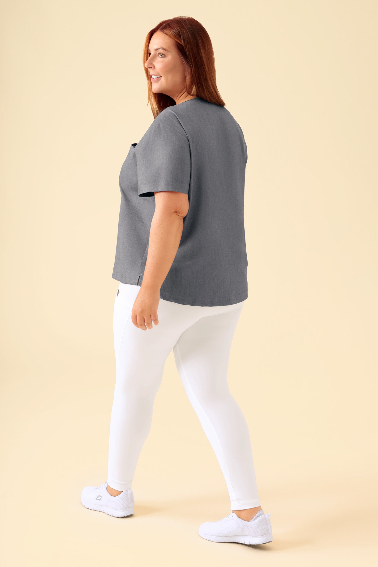 KAERE Leggings Femme - super élastique blanc, Vue de dos Le mannequin mesure 173 cm et porte la taille XL