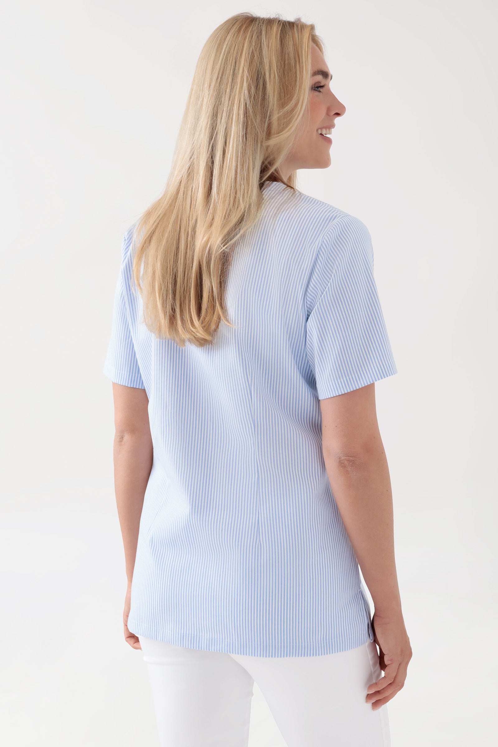 Tunique Stretch Femme - Décolleté  blanc/bleu, Vue de dos 