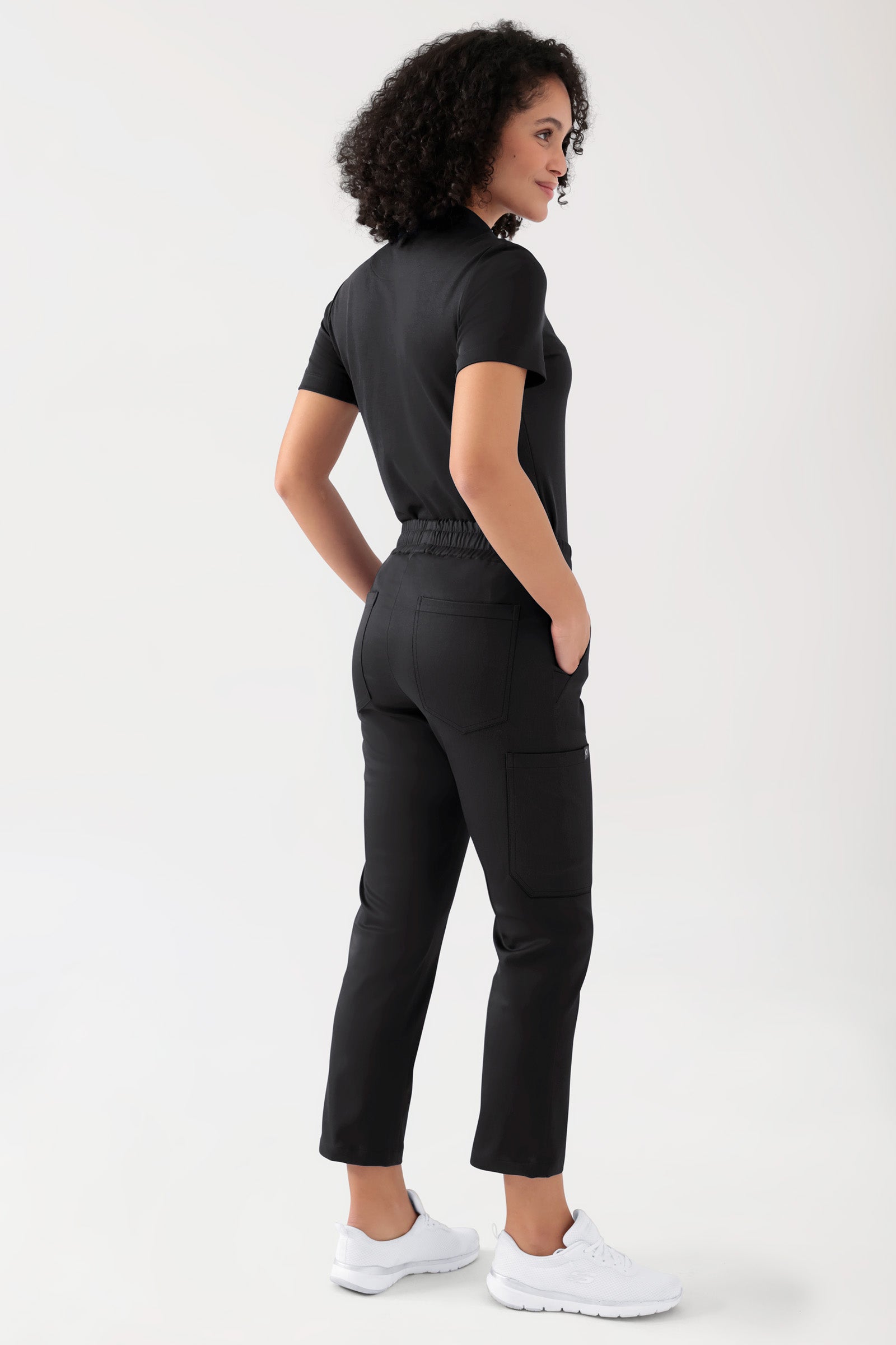 COMFY FLEX Pantalon Stretch mixte - 7/8 longueur noir, Vue de dos Le mannequin mesure 176 cm et porte la taille S