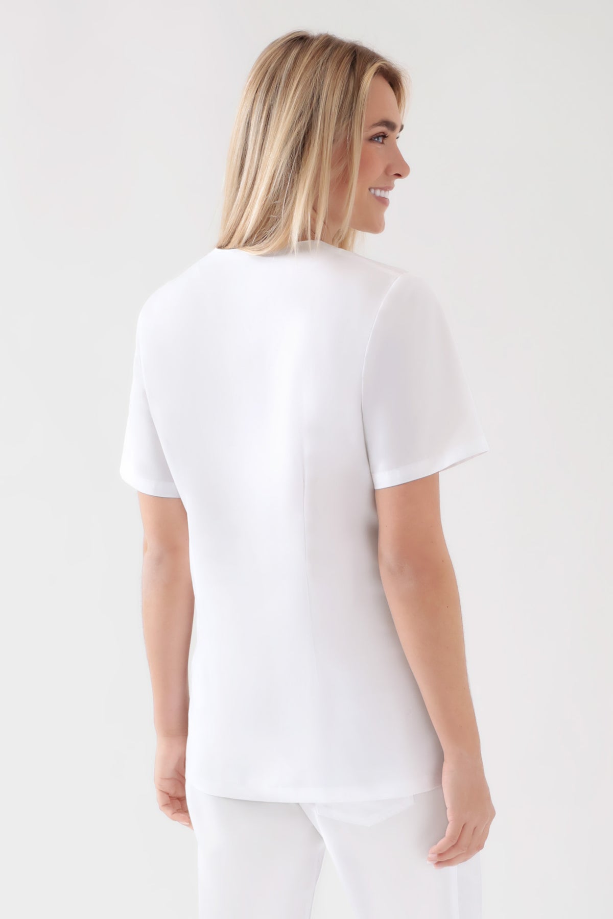 TENCEL™ Tunique Femme - Décolleté V blanc, Vue de dos 