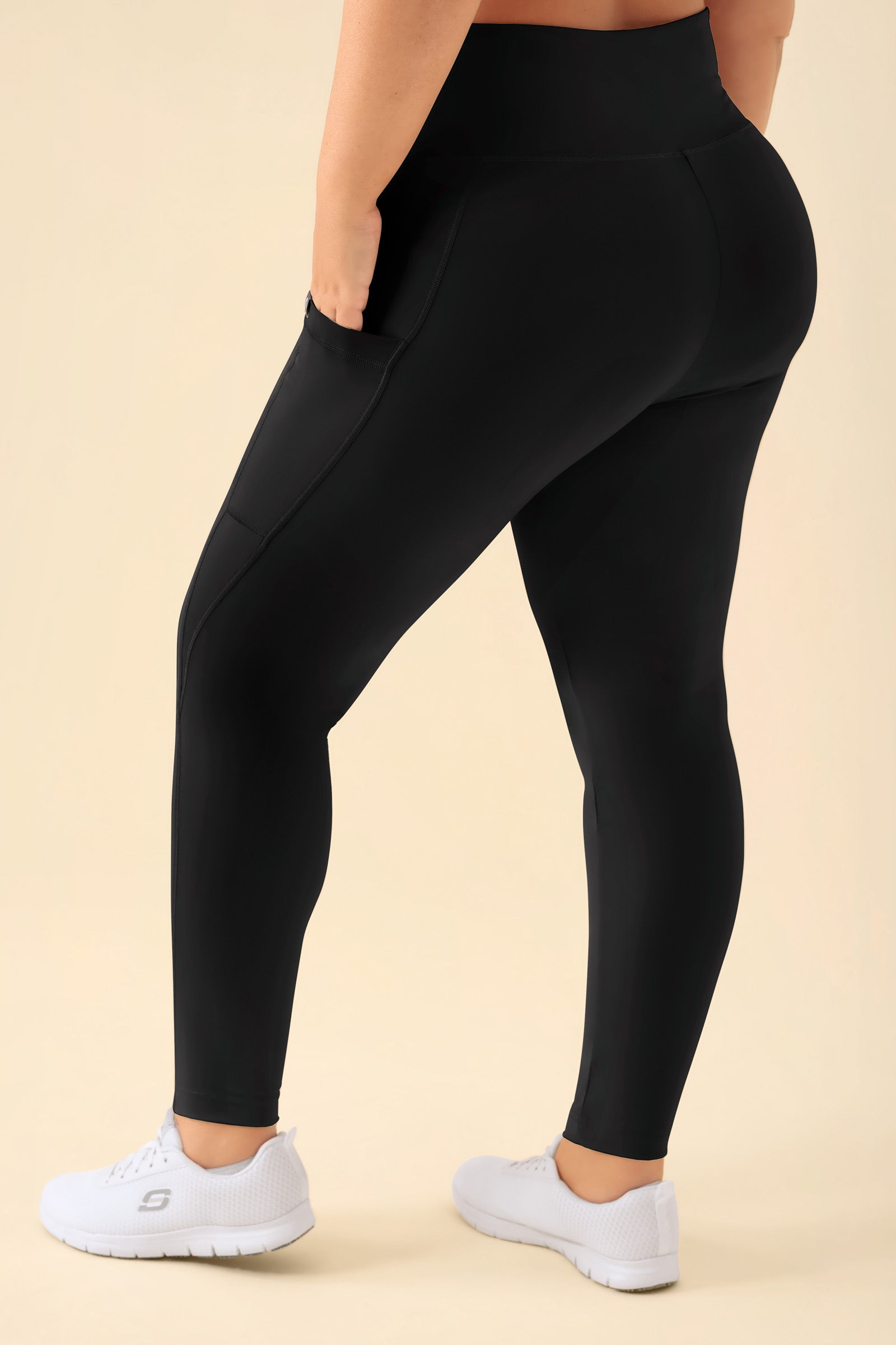 KAERE Leggings Femme - super élastique noir, Vue de dos 