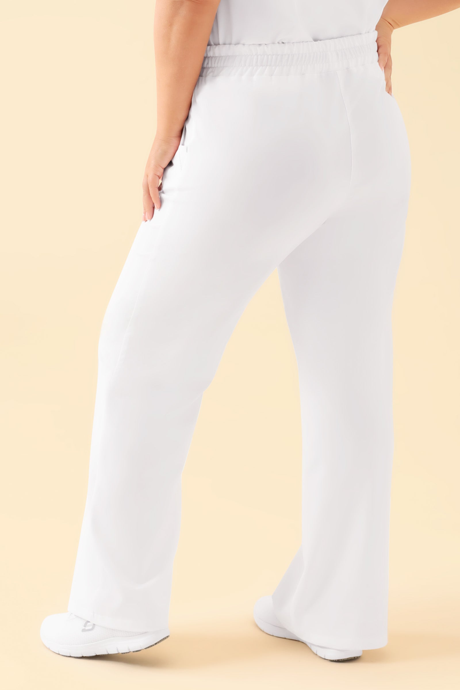 KAERE Pantalon Femme - large jambe blanc, Vue de dos 