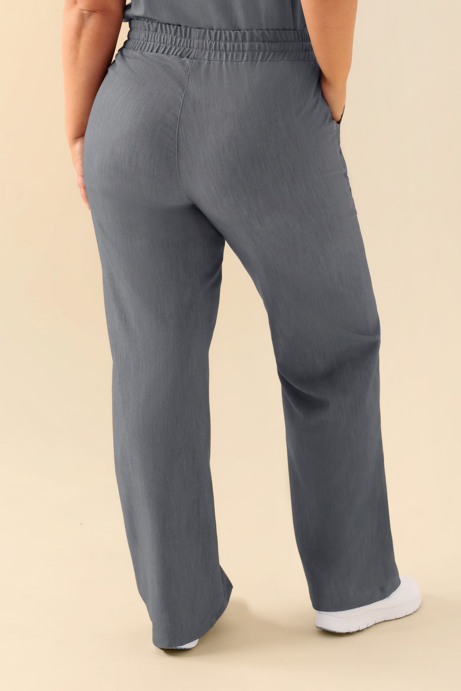 KAERE Pantalon Femme - large jambe gris chiné, Vue de dos 