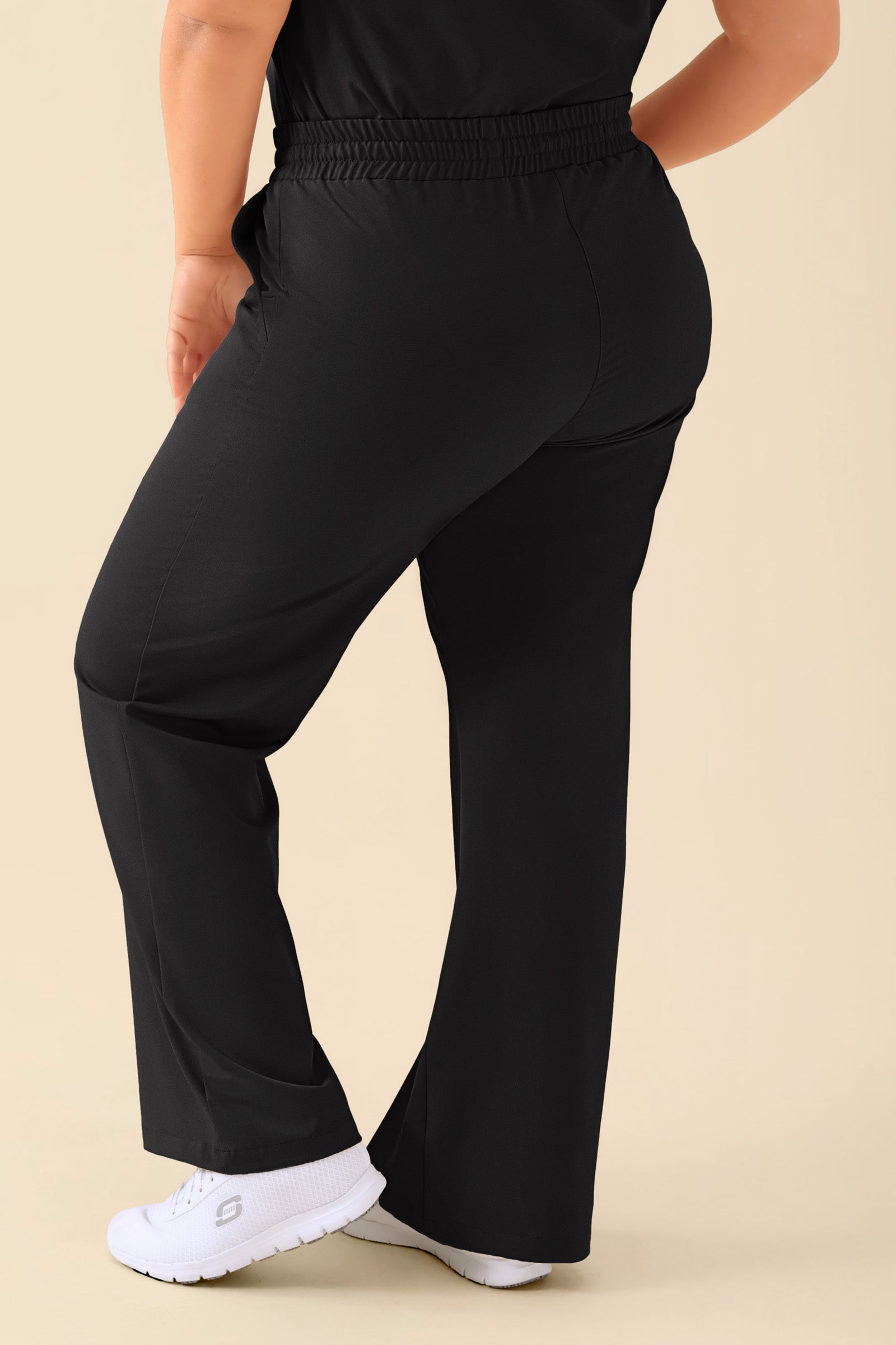 KAERE Pantalon Femme - large jambe noir, Vue de dos 