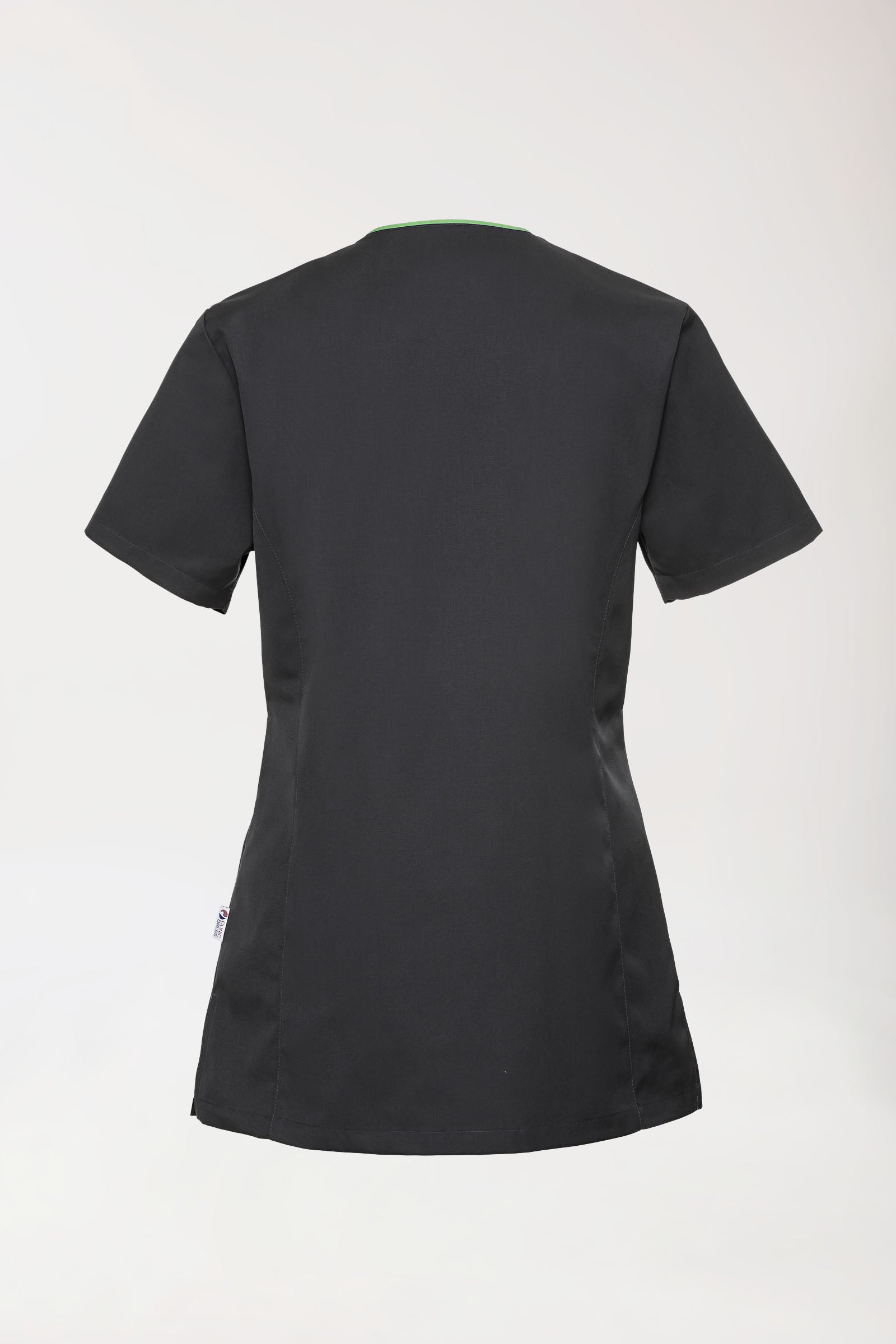 Blouse Beauté Femme - Boutonnée anthracite/vert pomme, Vue de dos 