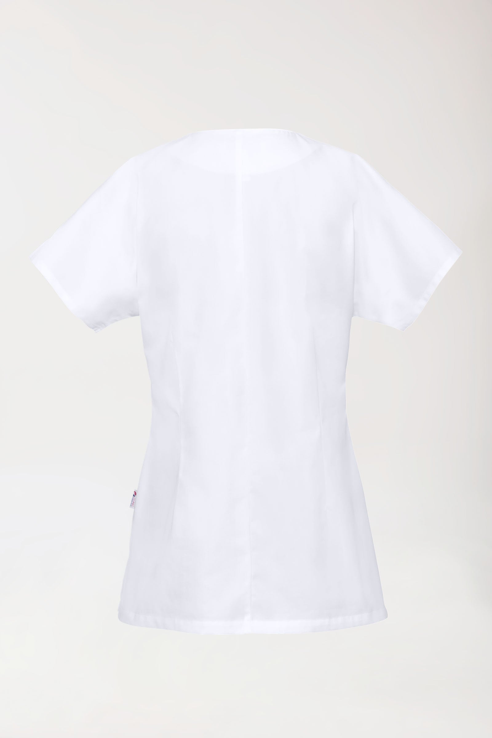 Blouse Beauté Femme - Patte pressions asymétrique blanc, Vue de dos 