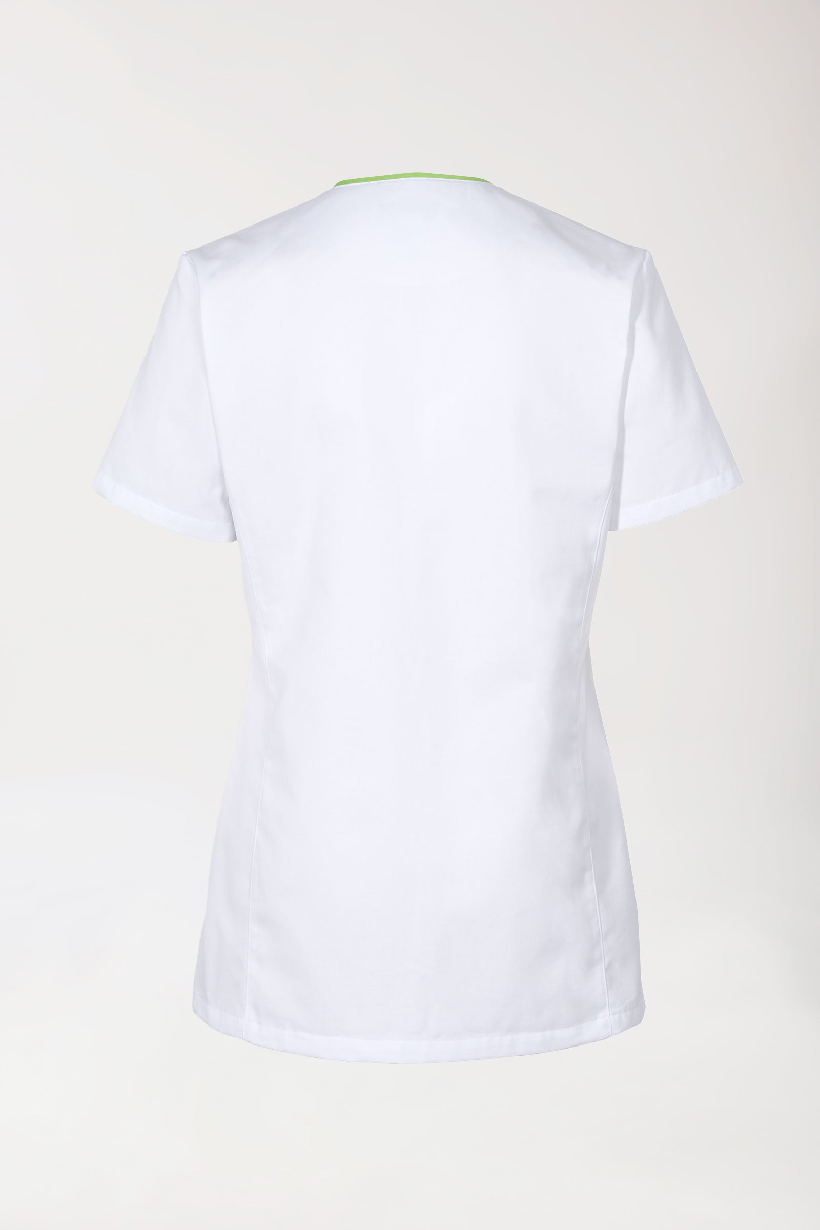Blouse Beauté Femme - Boutonnée blanc/vert pomme, Vue de dos 