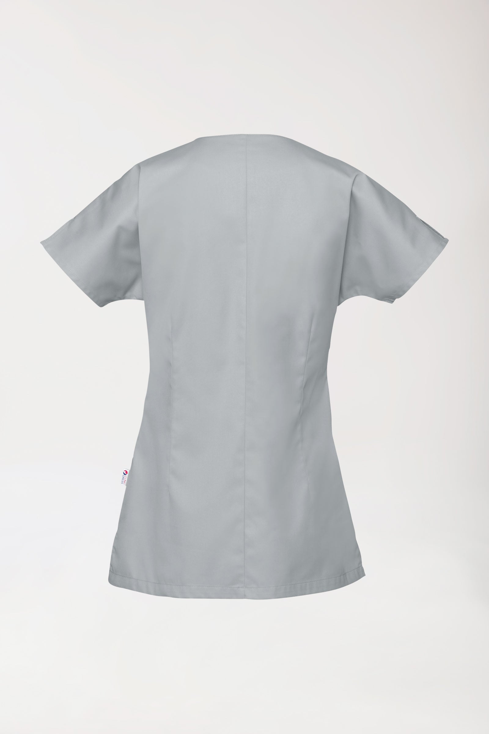 Blouse Beauté Femme - Patte pressions asymétrique gris, Vue de dos 