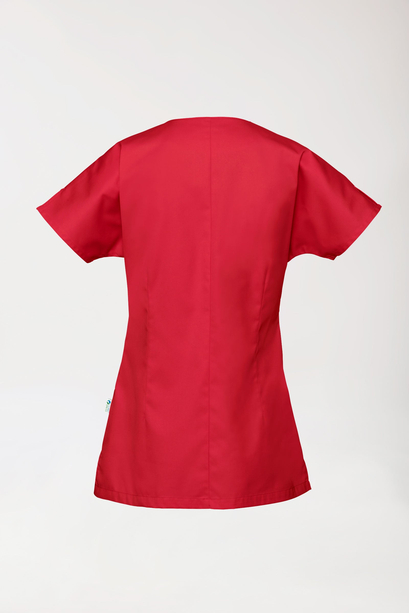 Blouse Beauté Femme - Patte pressions asymétrique rouge, Vue de dos 