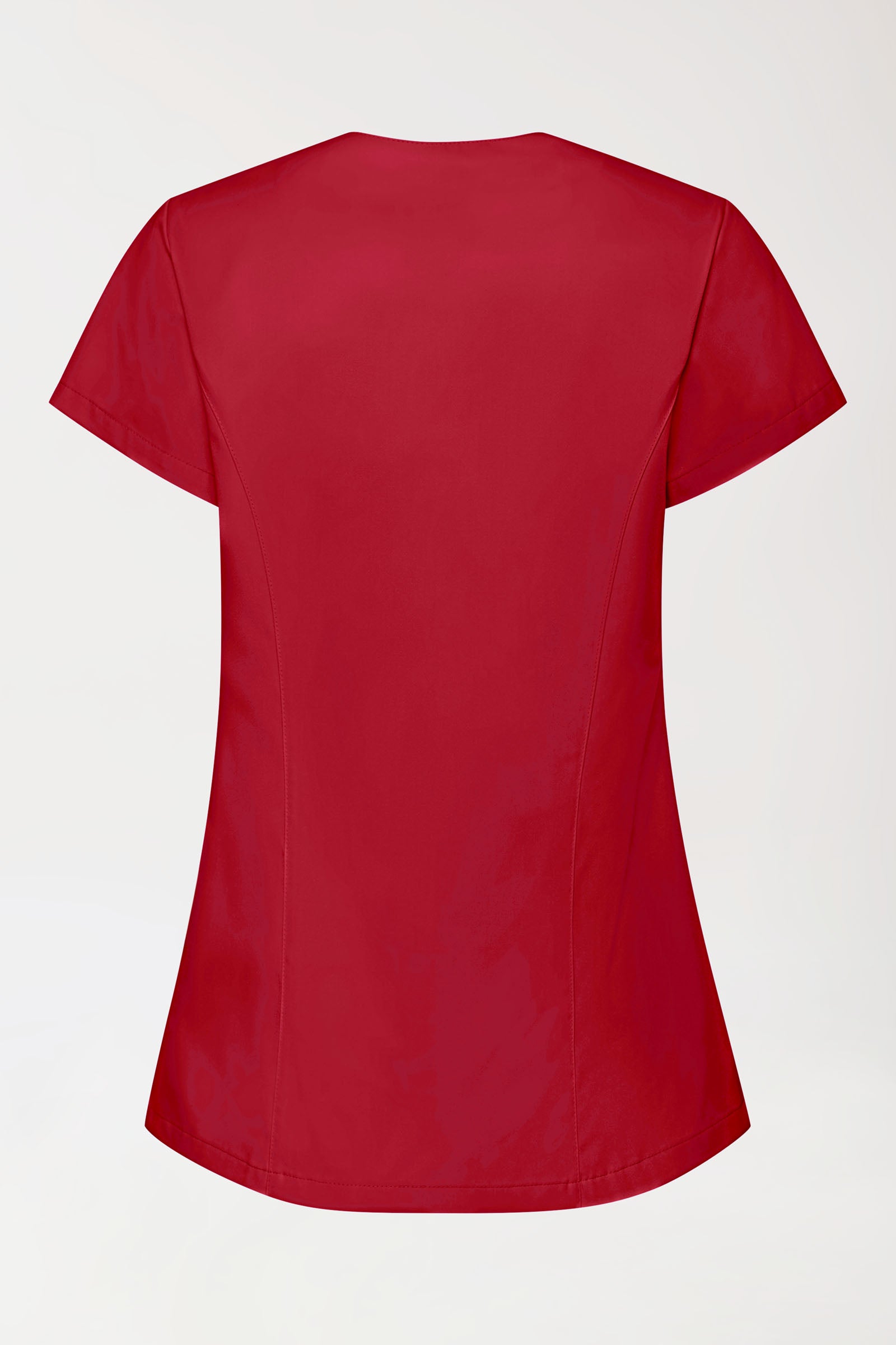 GREEN Blouse Stretch Femme - patte de boutonnage asymétrique rouge, Vue de dos 