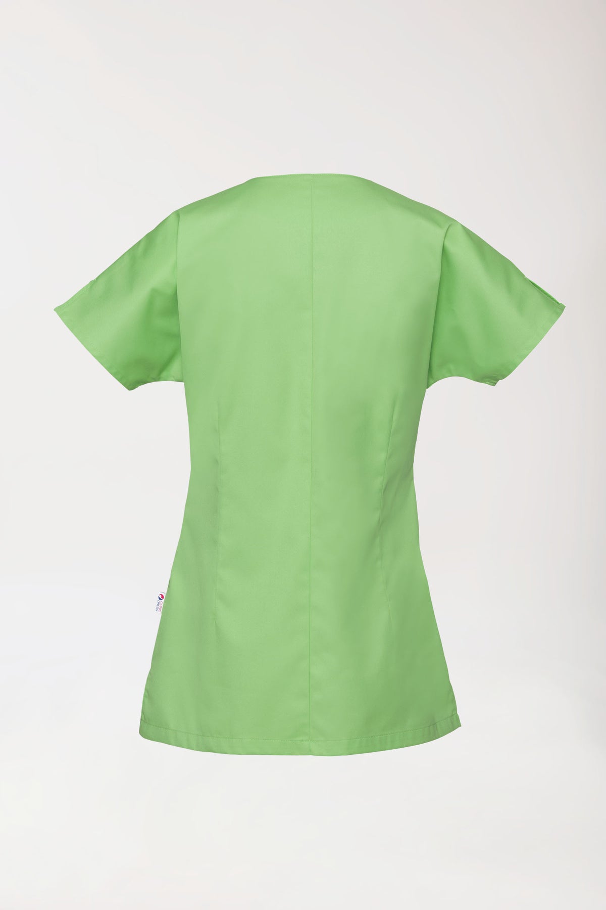 Blouse Beauté Femme - Patte pressions asymétrique vert pomme, Vue de dos 