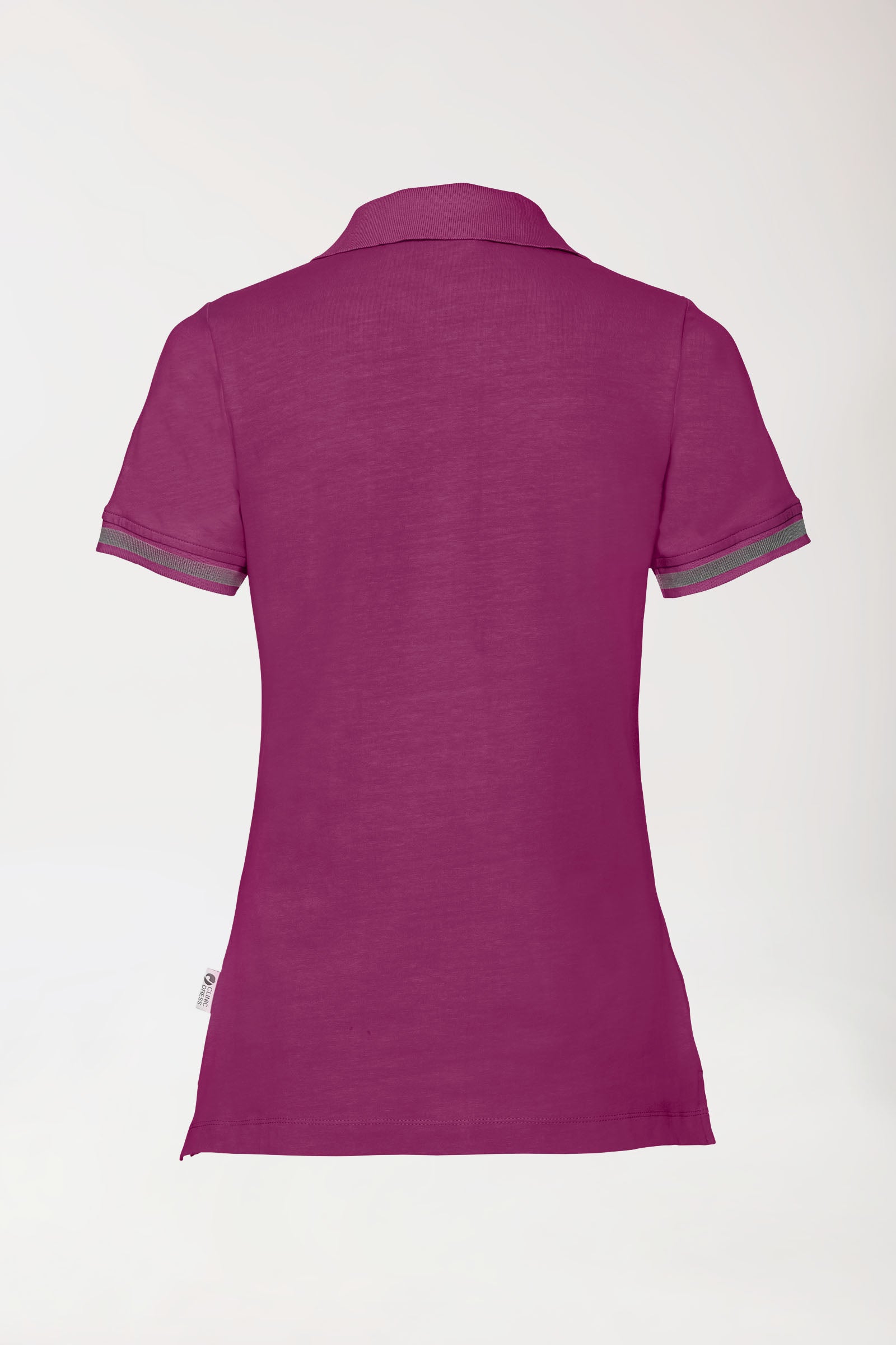 T-shirt Stretch Femme - Col polo berry/gris chiné foncé