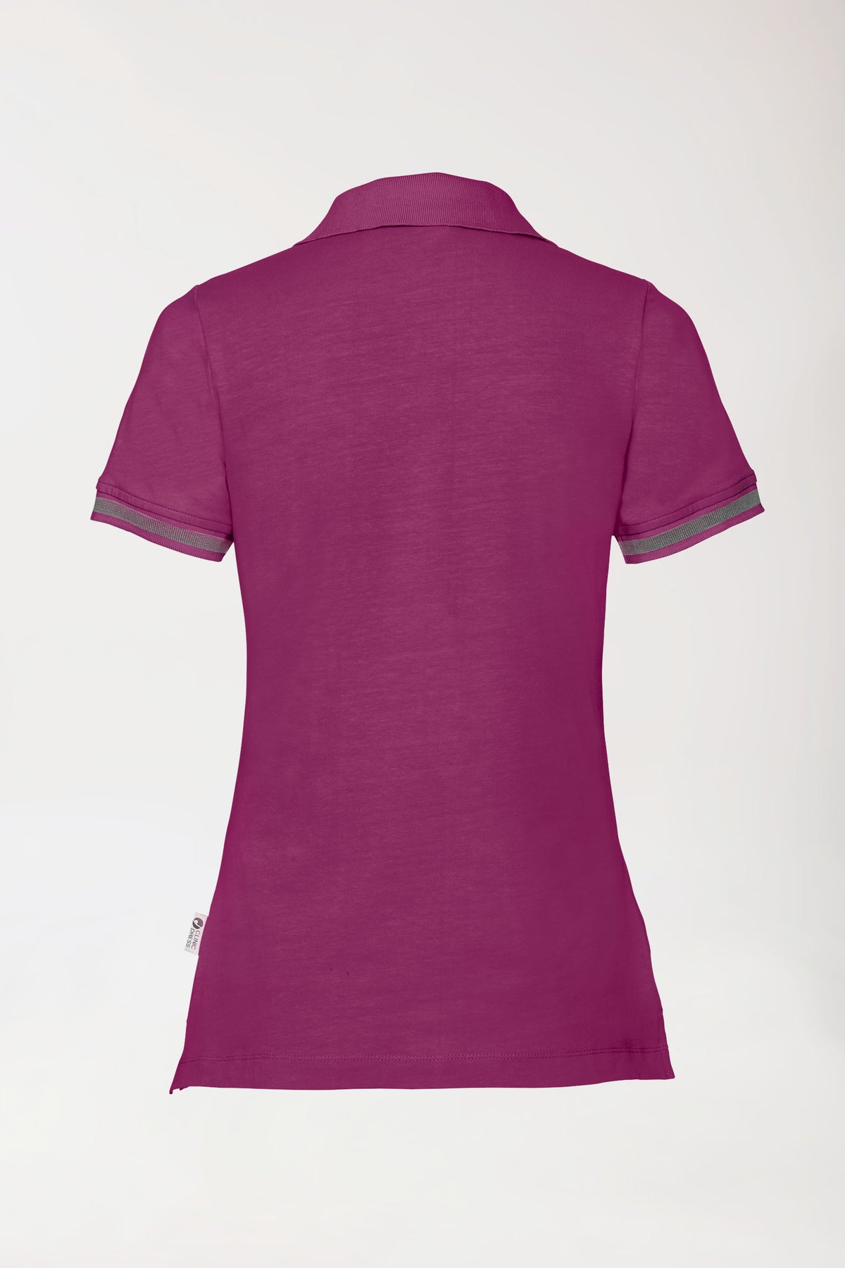 T-shirt Stretch Femme - Col polo berry/gris chiné foncé, Vue de dos 