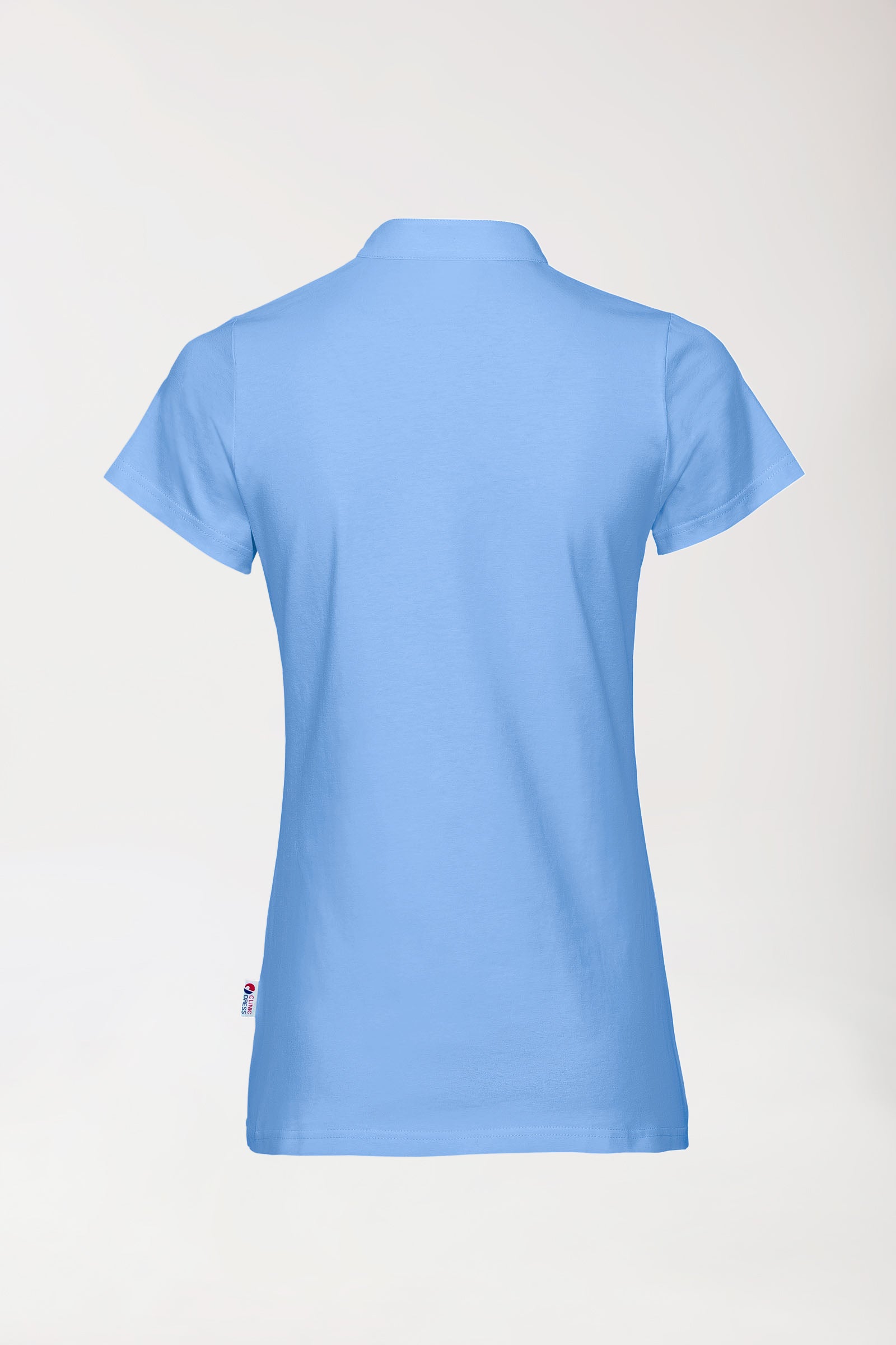 T-shirt Stretch Femme - Col officier bleu ciel, Vue de dos 