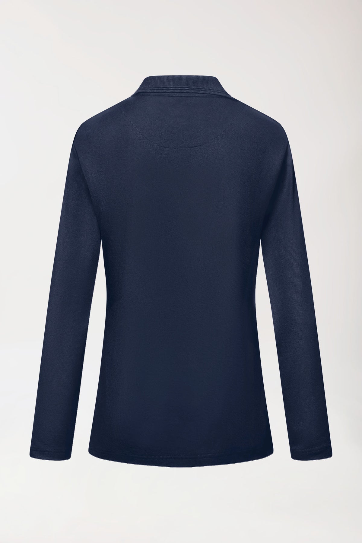 COMFY FLEX Femme, manche longue, maille piquée stretch – Col polo navy, Vue de dos 