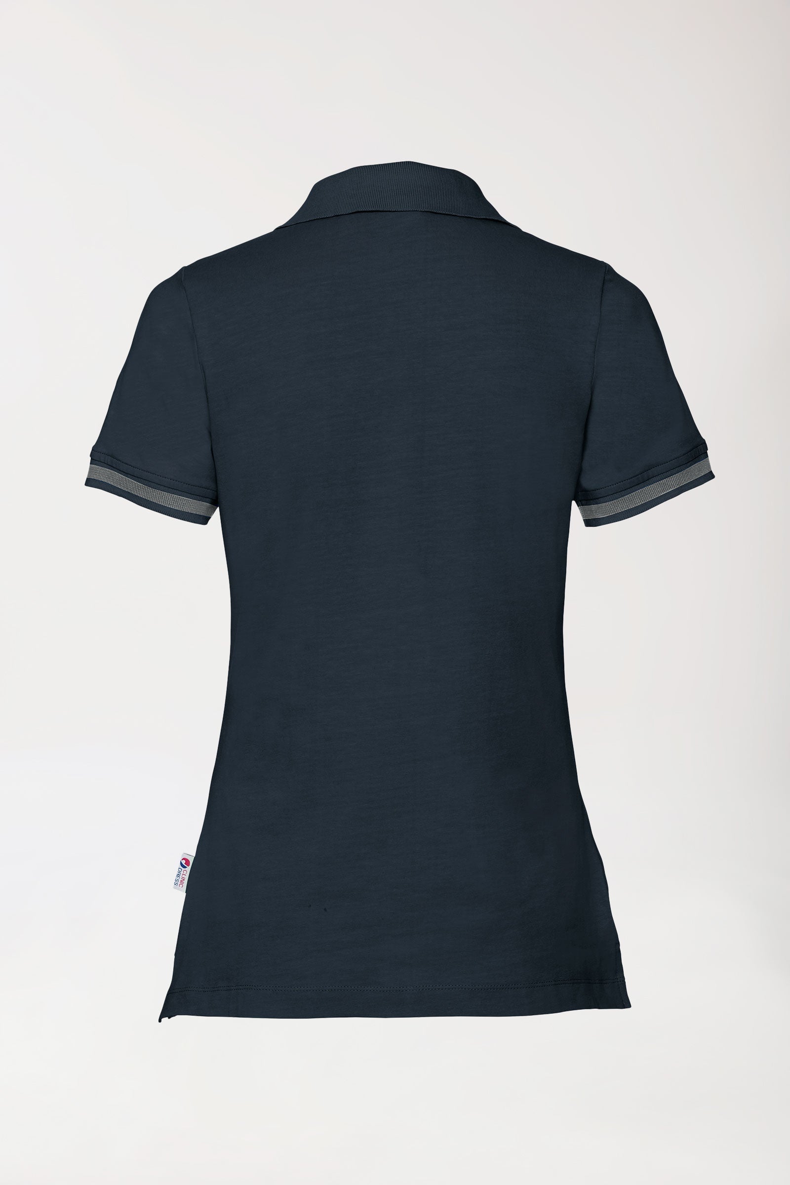 T-shirt Stretch Femme - Col polo bleu navy/gris chiné foncé