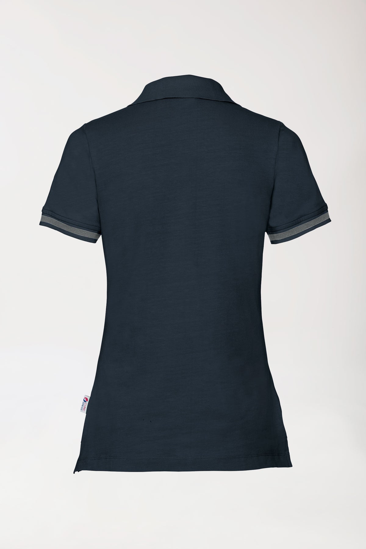T-shirt Stretch Femme - Col polo bleu navy/gris chiné foncé, Vue de dos 