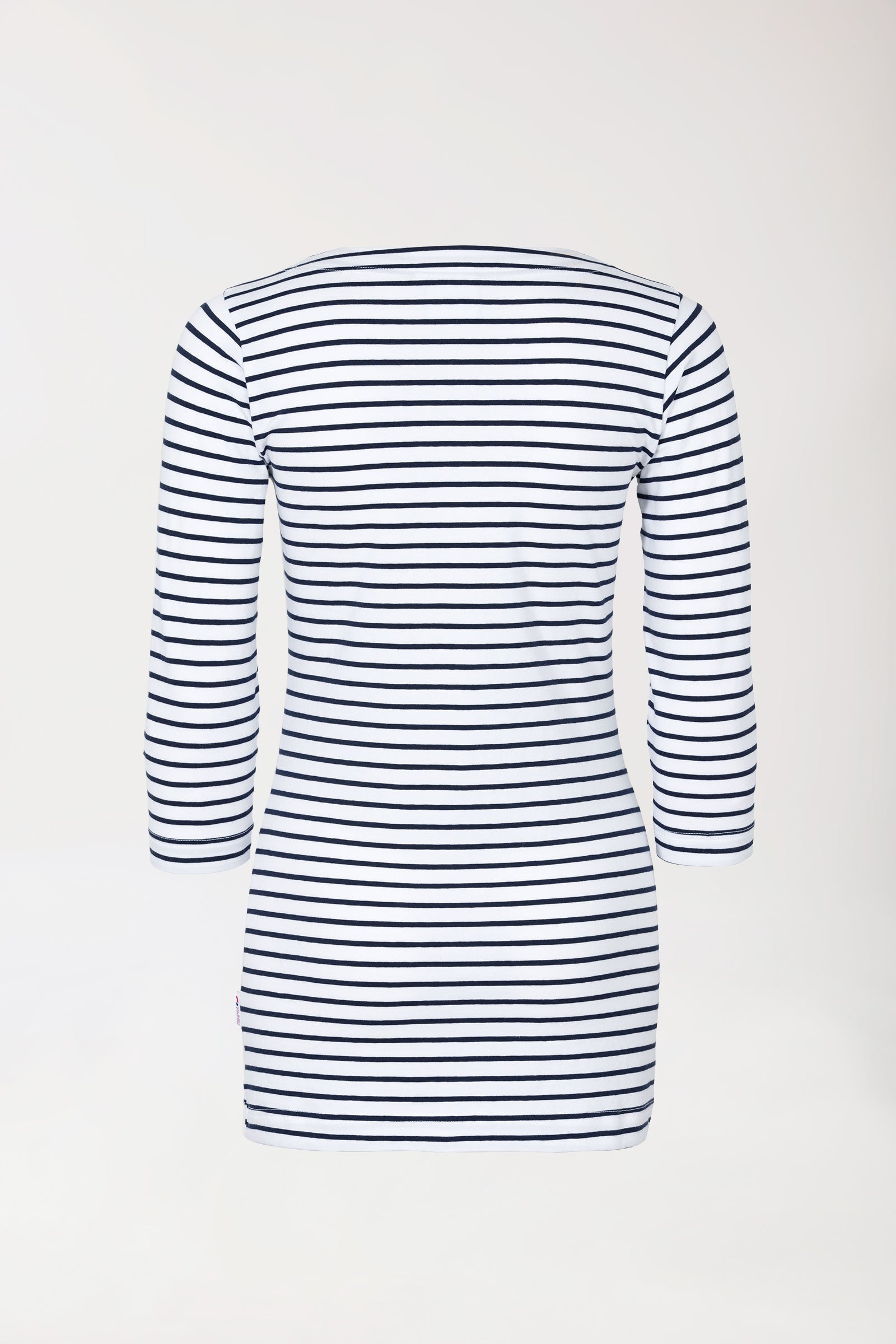 T-shirt long Femme - Manche 3/4 blanc/bleu navy, Vue de dos 
