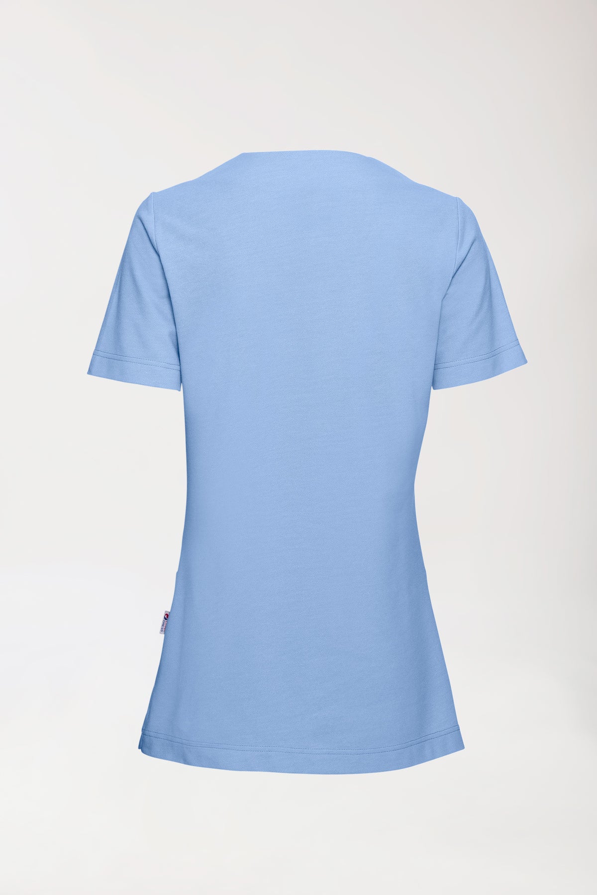 T-shirt long Femme en Piqué - Col V bleu ciel, Vue de dos 