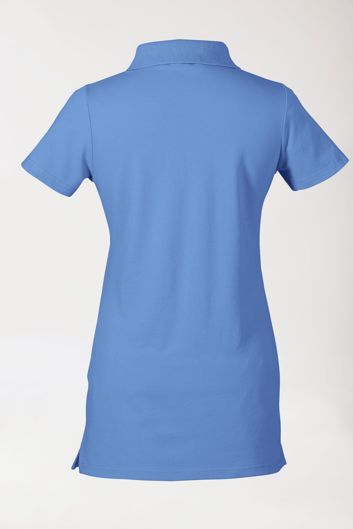 T-shirt long Stretch Femme - Col polo bleu pétrole, Vue de dos 