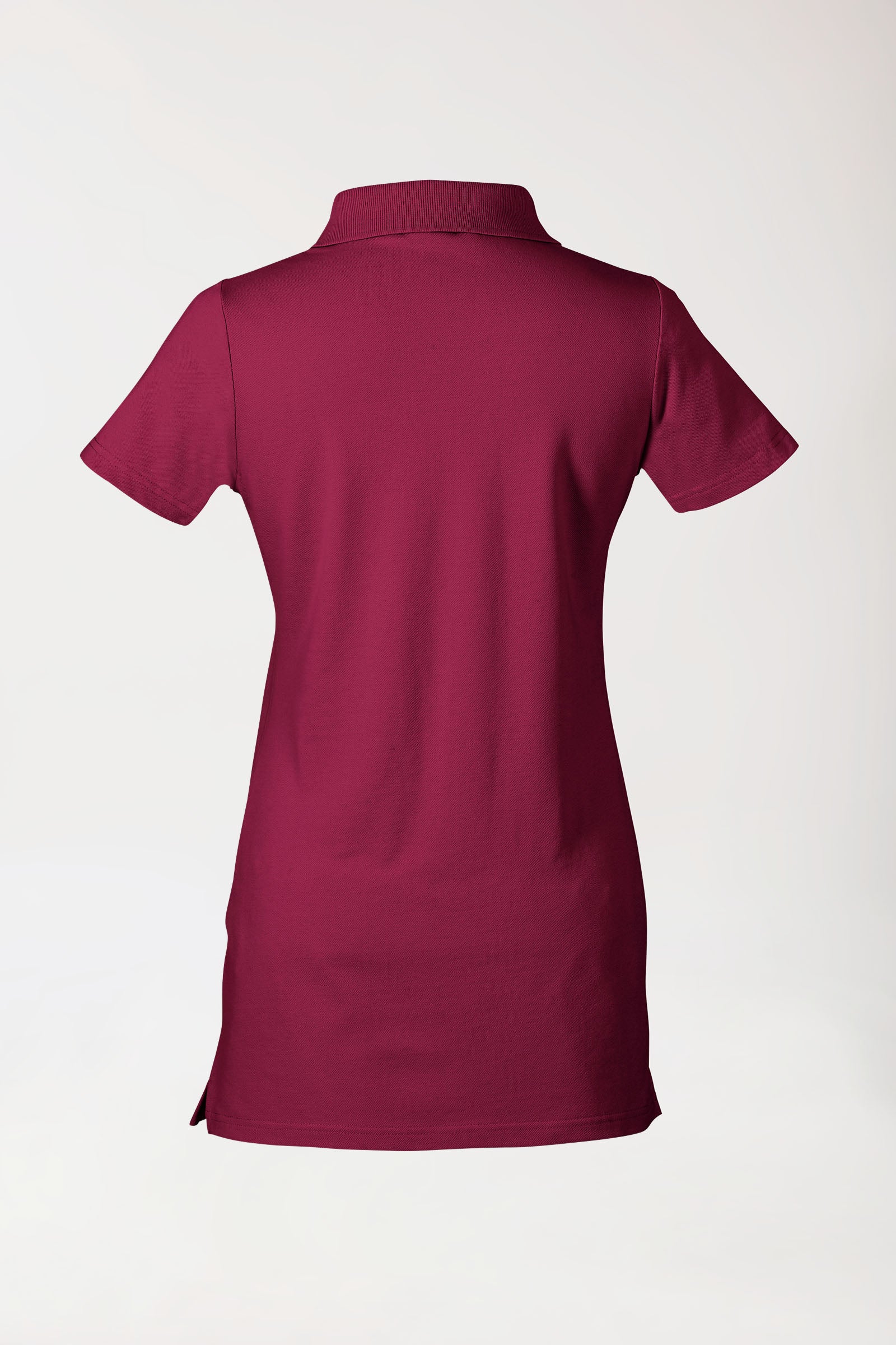 T-shirt long Stretch Femme - Col polo bordeaux, Vue de dos 